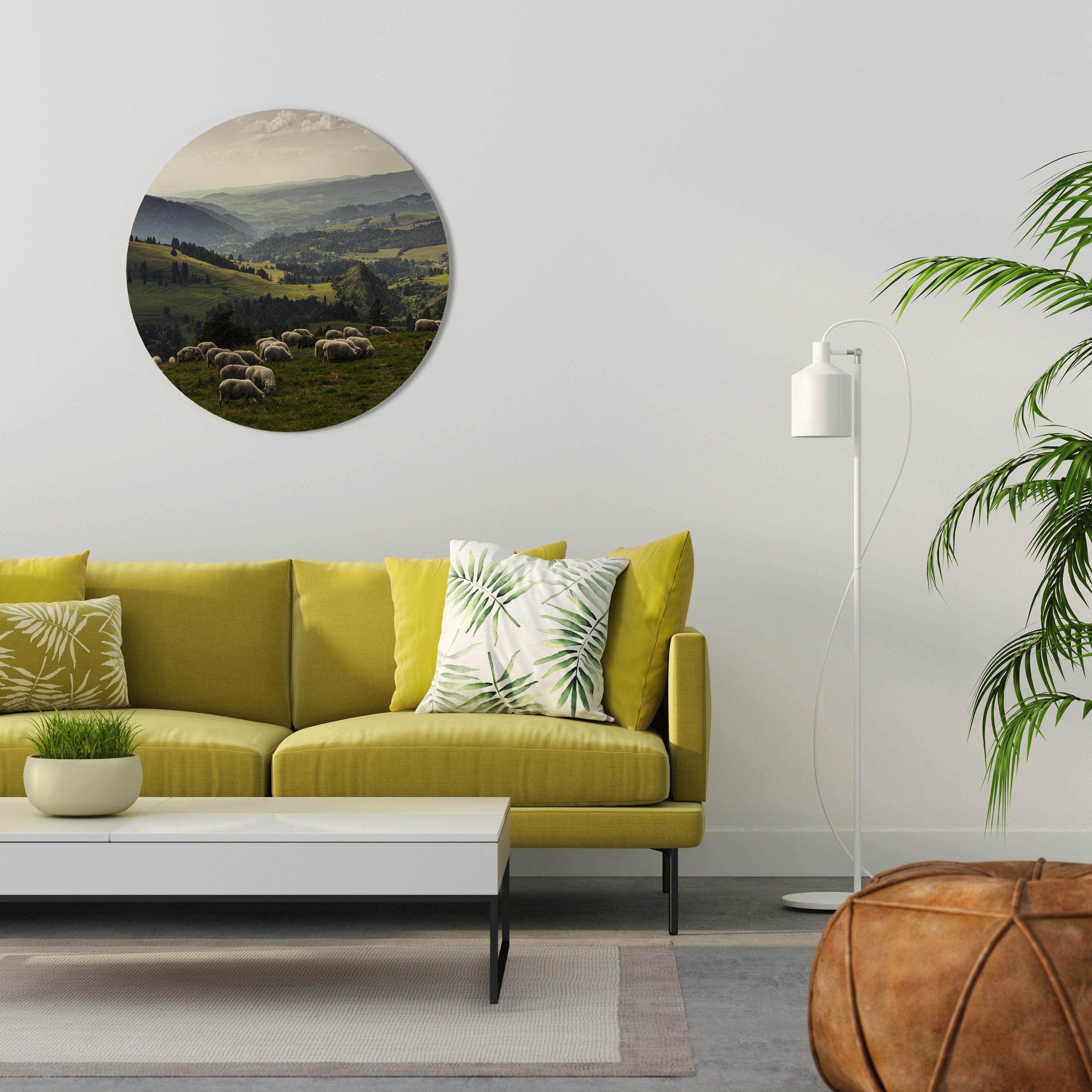 SHEEP IN SERENITY Round Wall Art