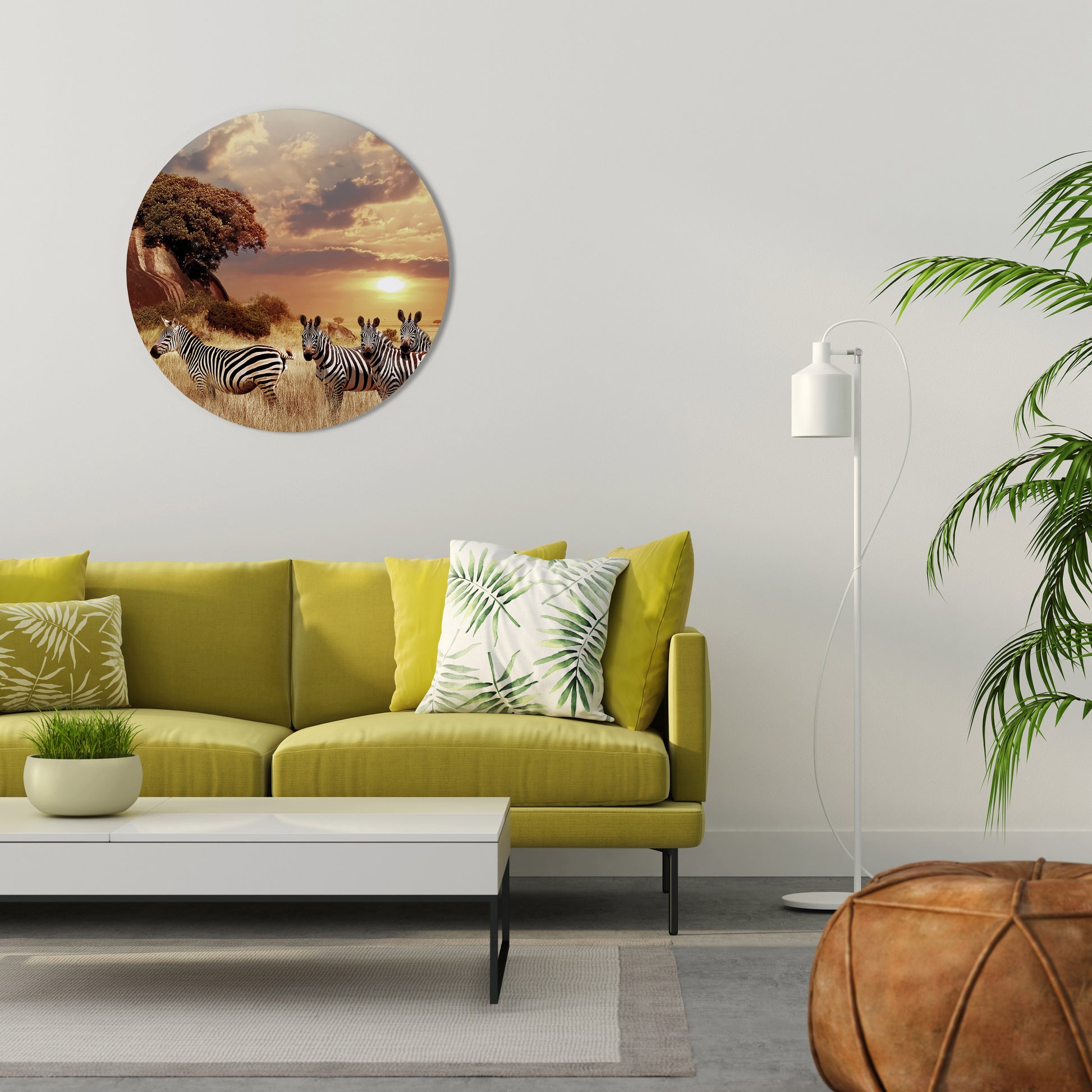 ZEBRA SUNSET SERENADE Round Wall Art