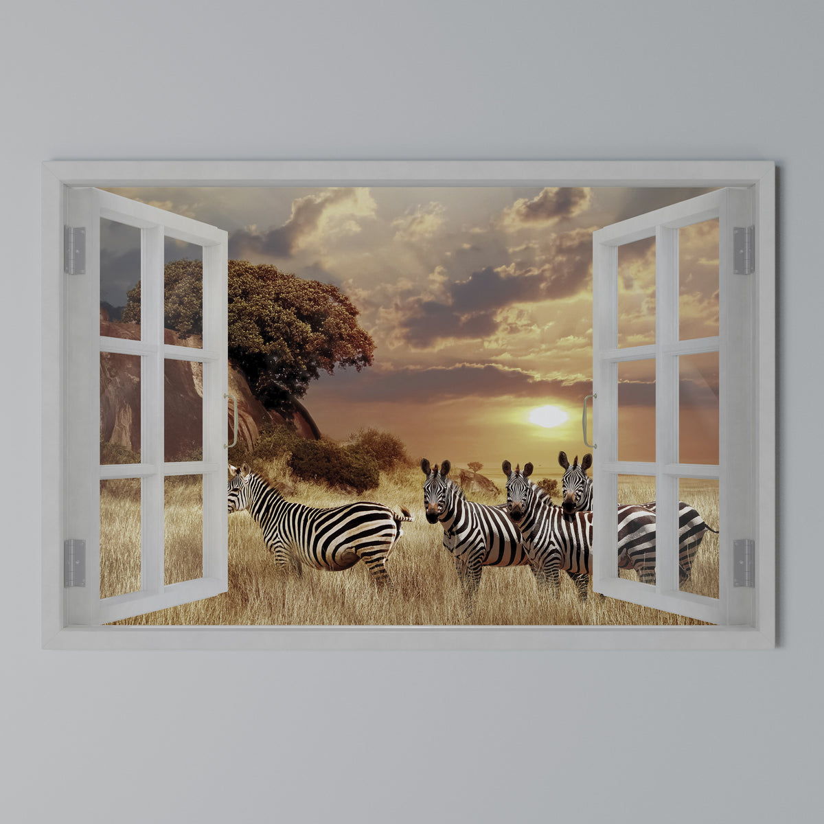 ZEBRA SUNSET VISTA Cuadro en lienzo horizontal