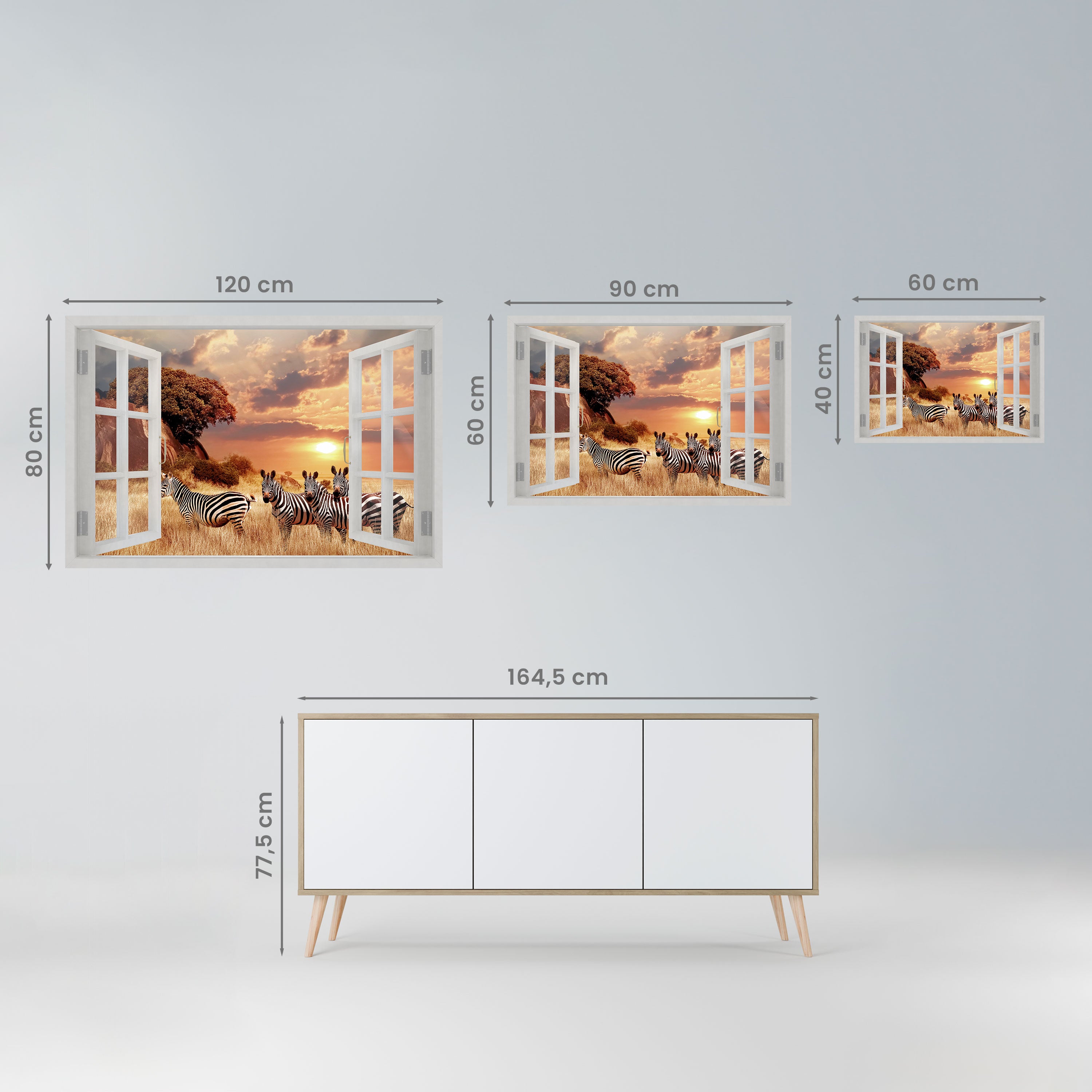 ZEBRA SUNSET VISTA Peel and Stick Horizontal Poster