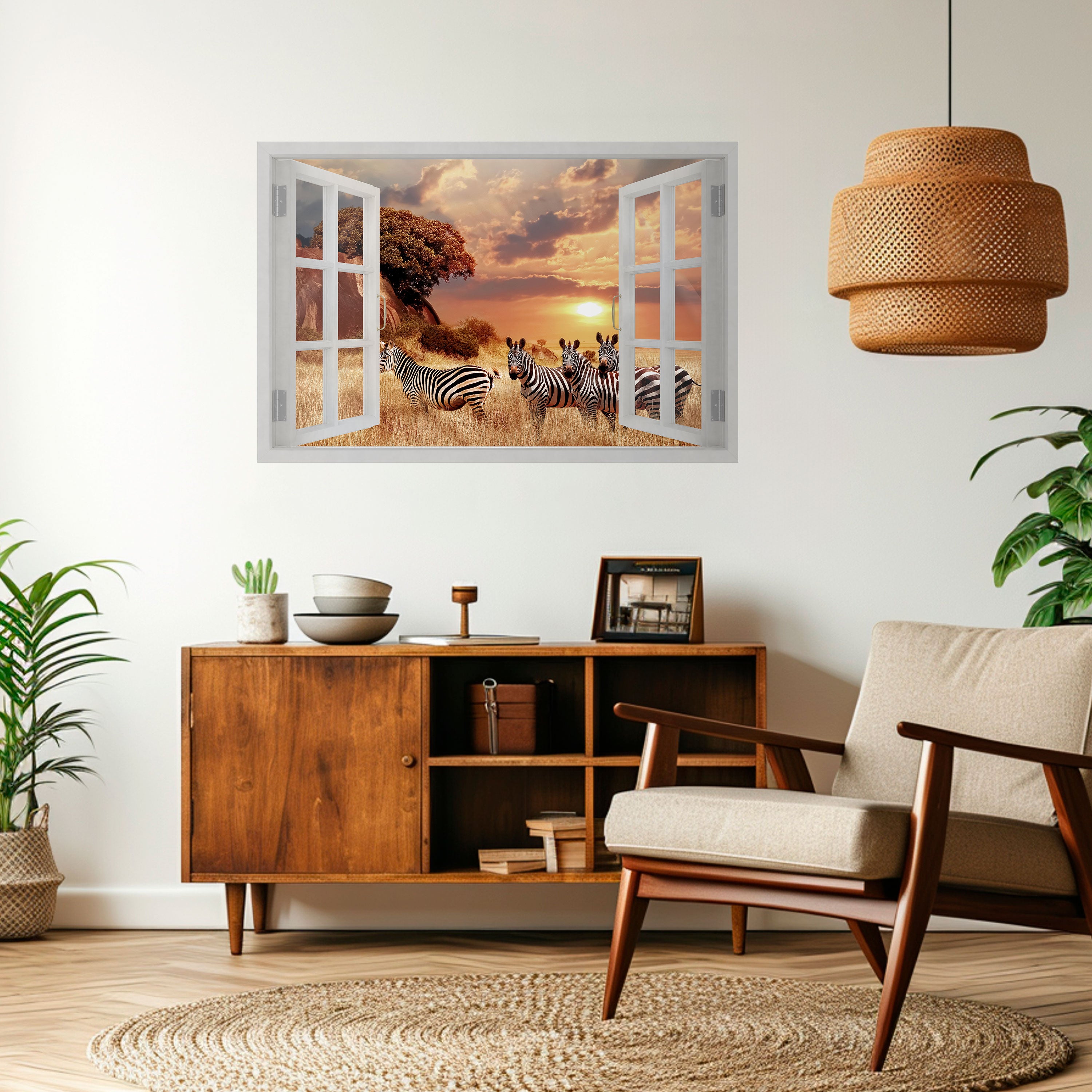 ZEBRA SUNSET VISTA Peel and Stick Horizontal Poster