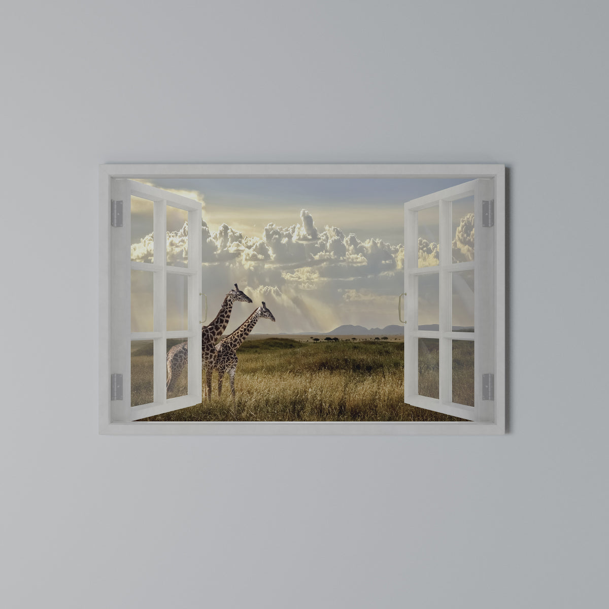GIRAFFE GAZE WINDOW Cuadro en lienzo horizontal
