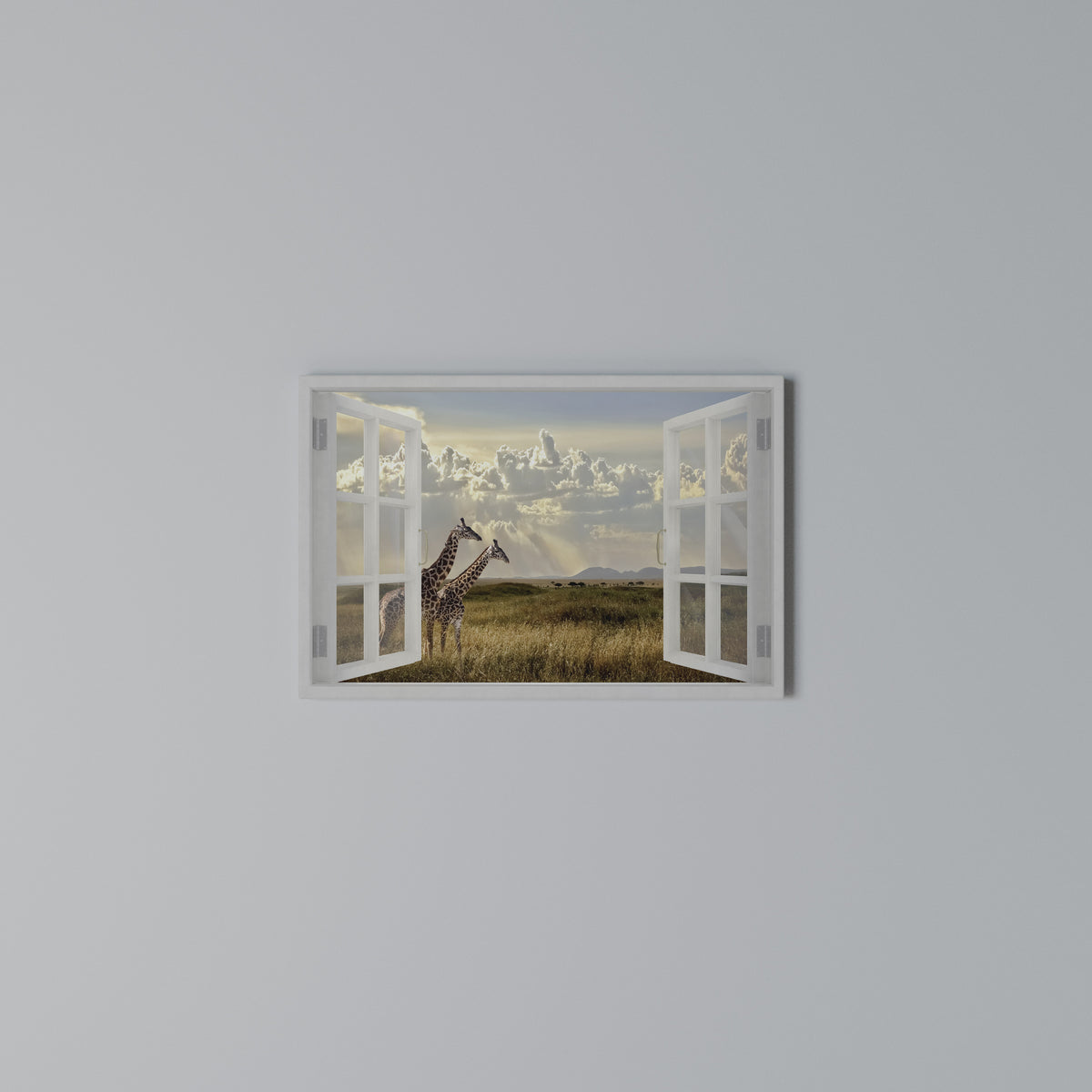 GIRAFFE GAZE WINDOW Cuadro en lienzo horizontal