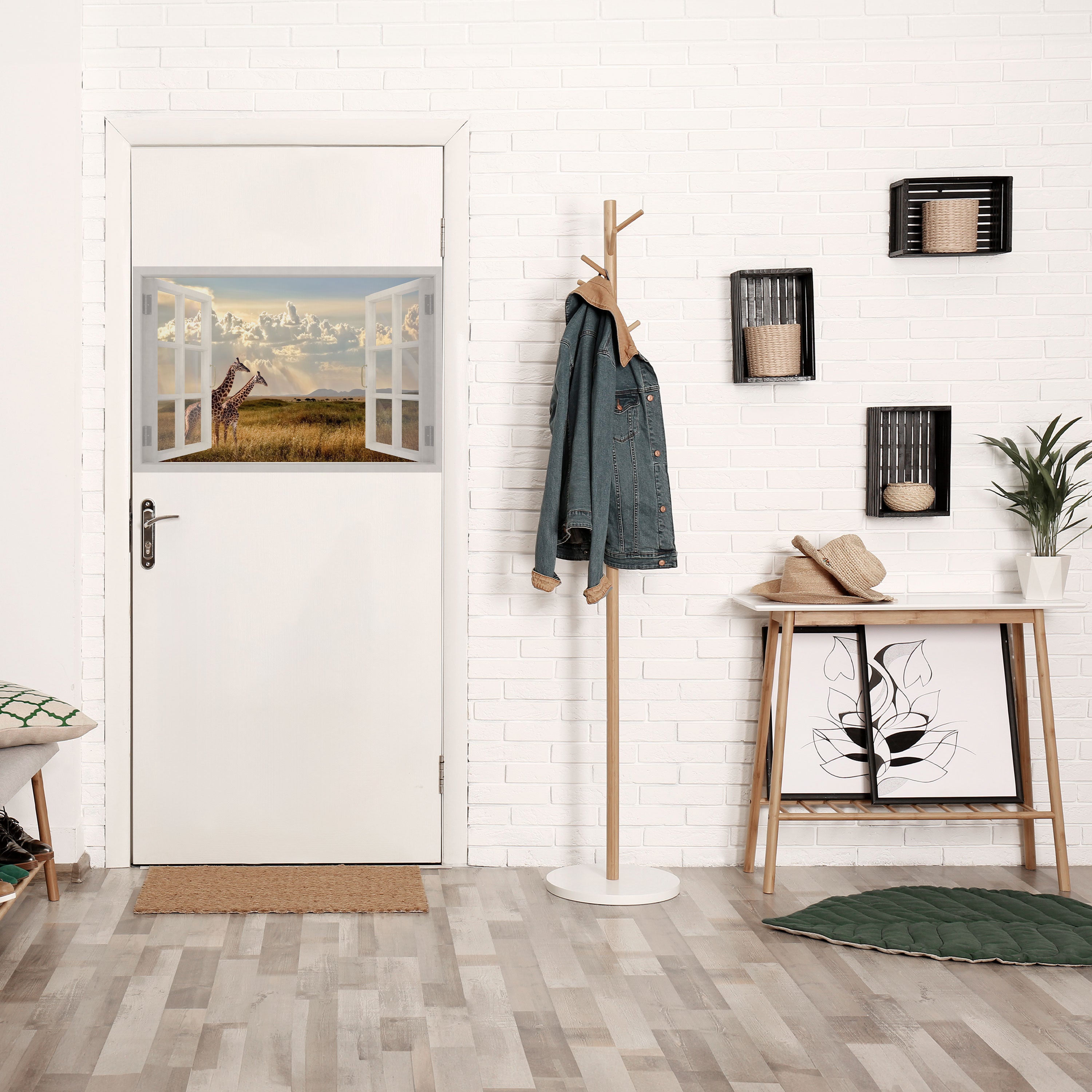 GIRAFFE GAZE WINDOW Peel and Stick Horizontal Poster