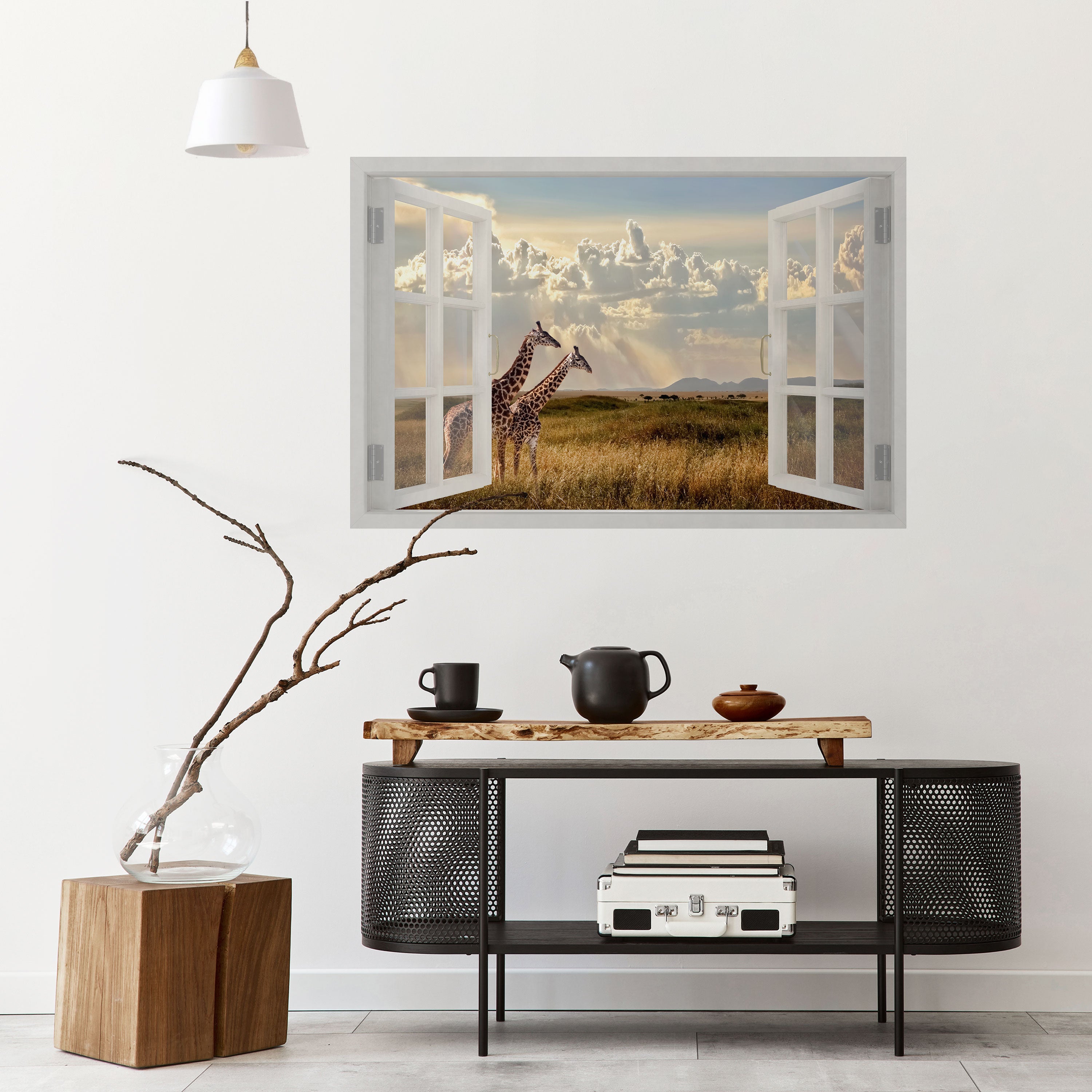 GIRAFFE GAZE WINDOW Peel and Stick Horizontal Poster