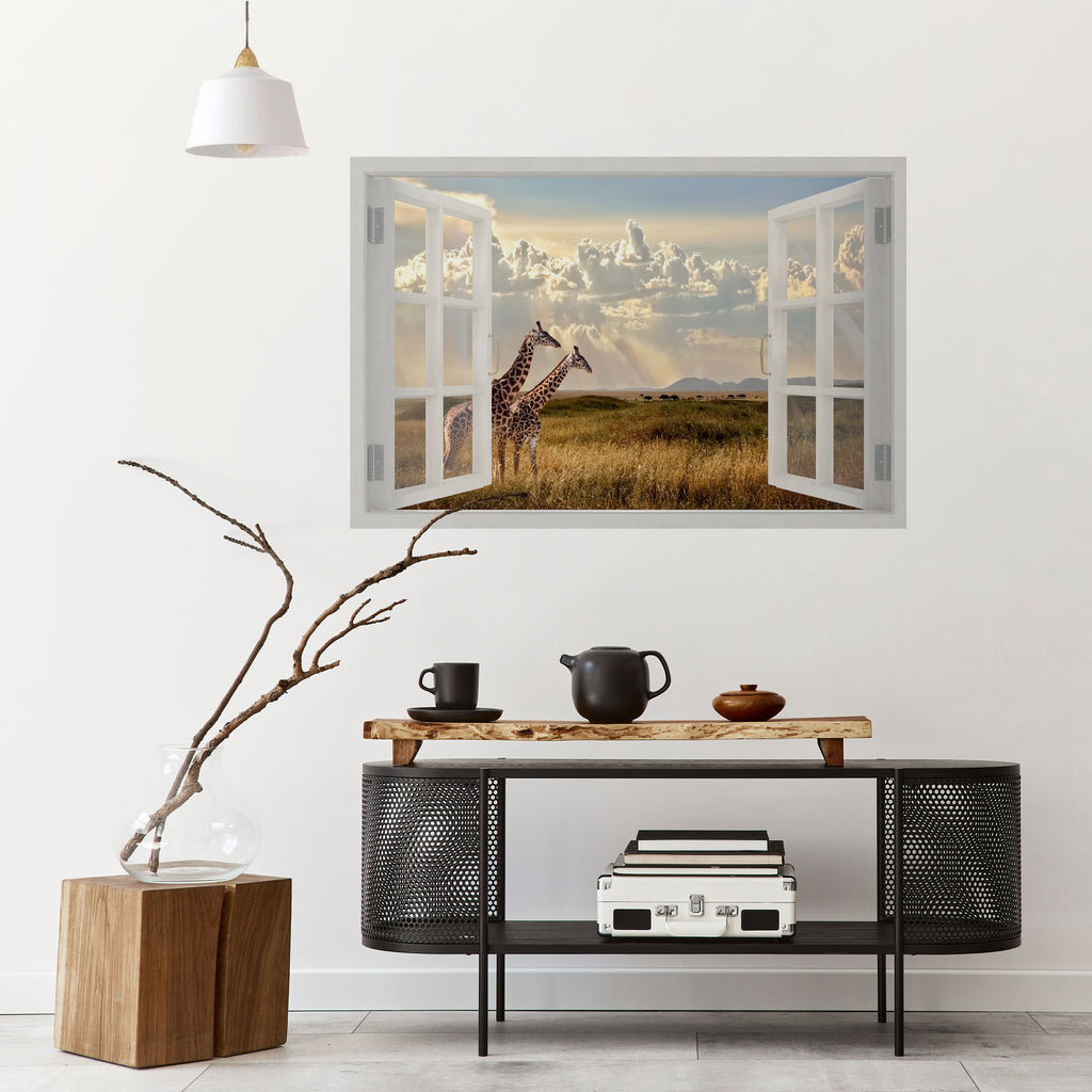 GIRAFFE GAZE WINDOW Peel and Stick Horizontal Poster