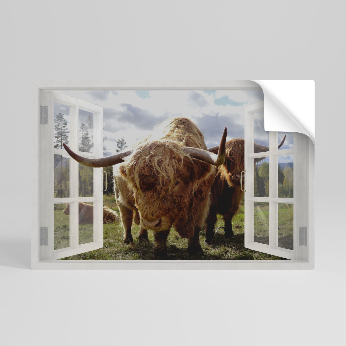 BOVINE WINDOW VISTA Póster adhesivo horizontal