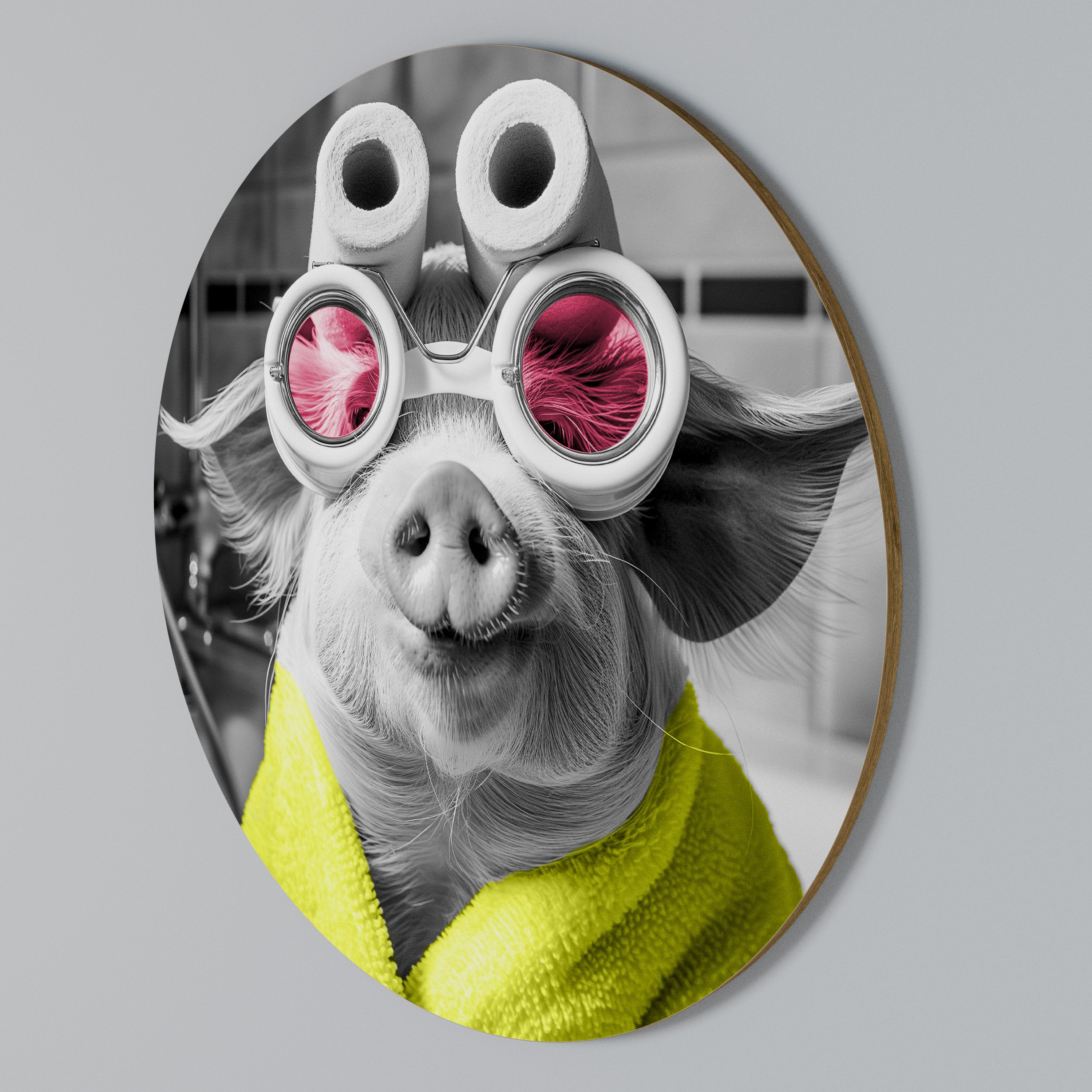 MORNING PIGLET Arte de pared redondo