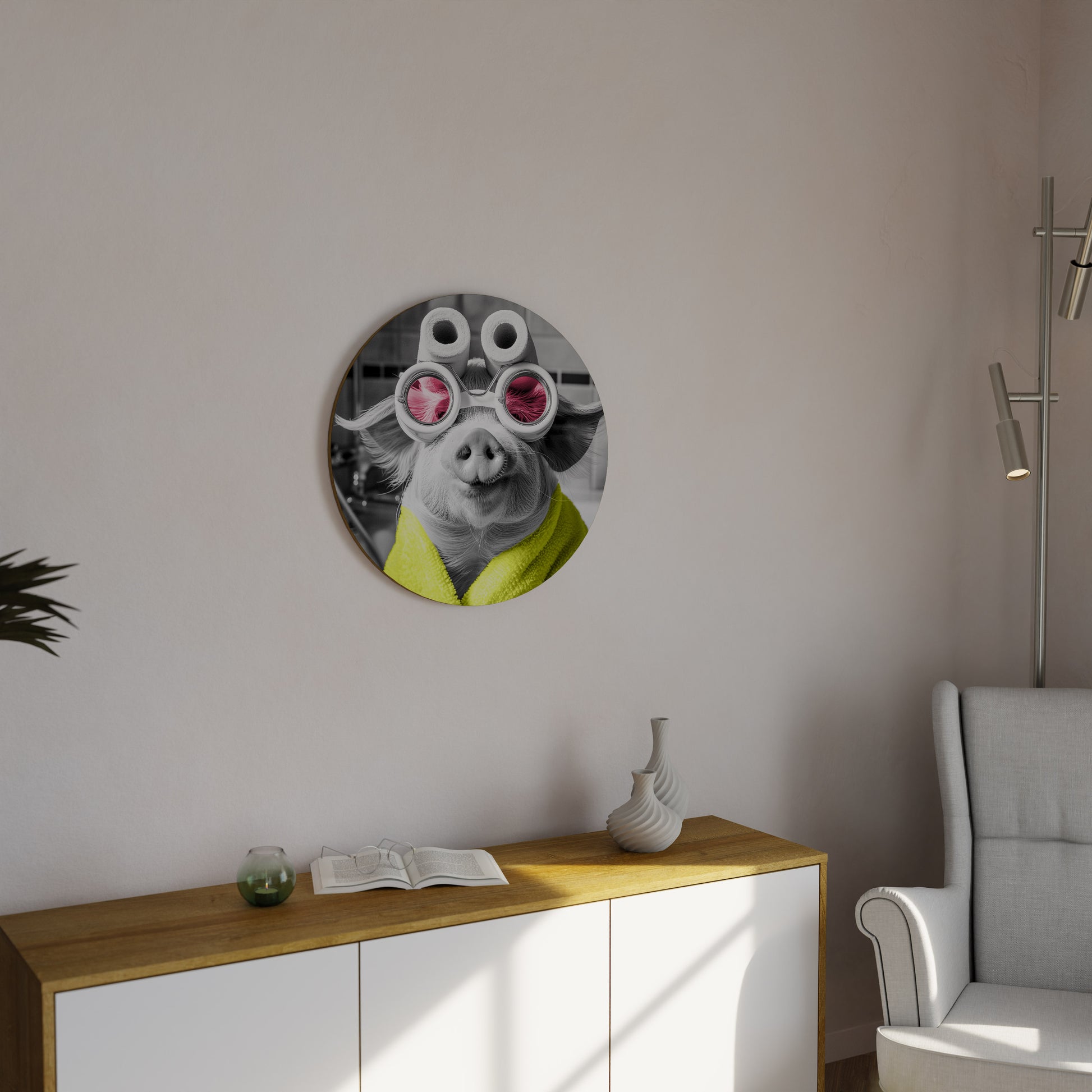 MORNING PIGLET Round Wall Art