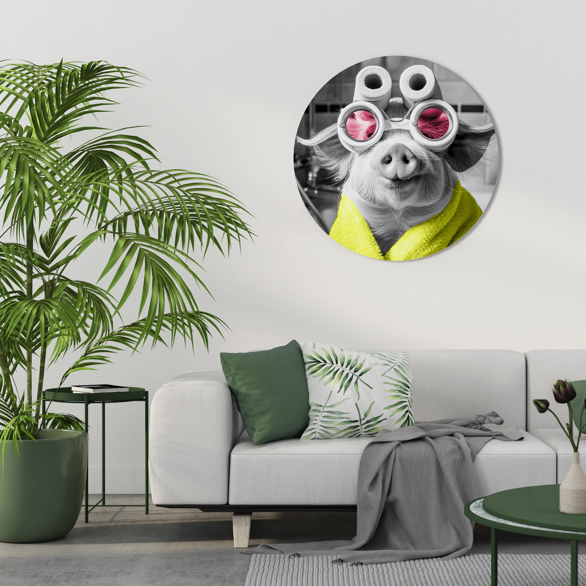 MORNING PIGLET Round Wall Art