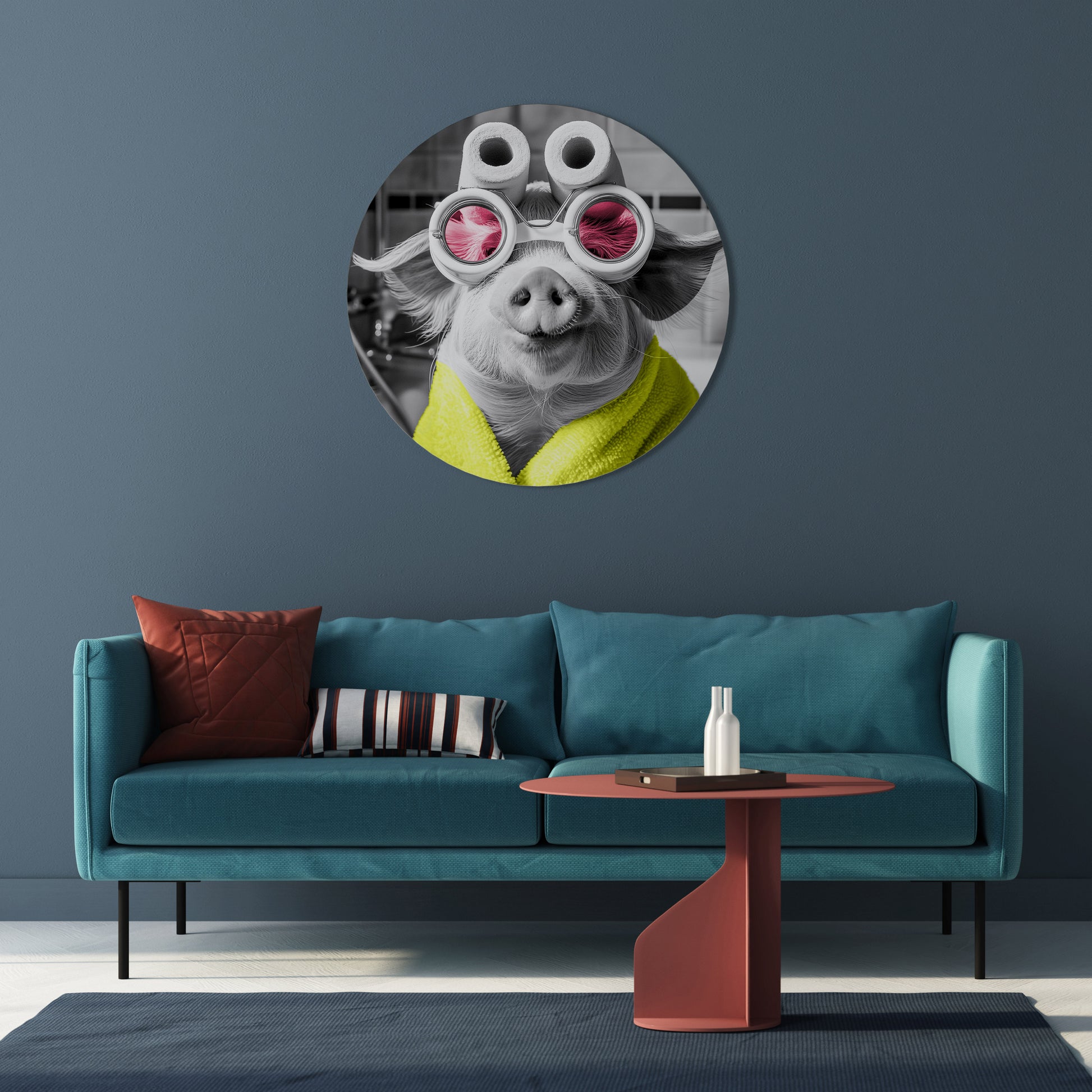 MORNING PIGLET Round Wall Art