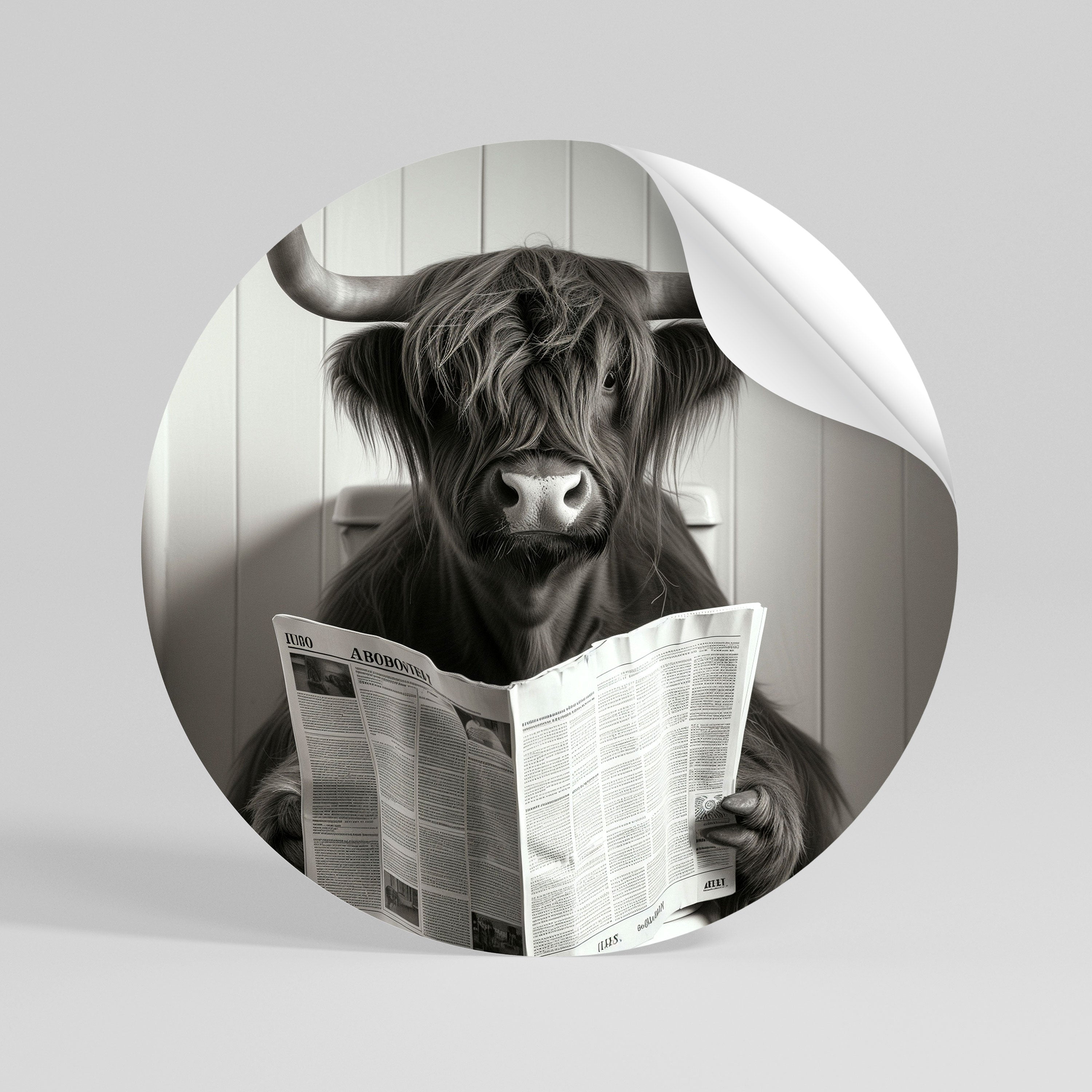 MOO-DY NEWS BREAK Peel and Stick Round Sticker