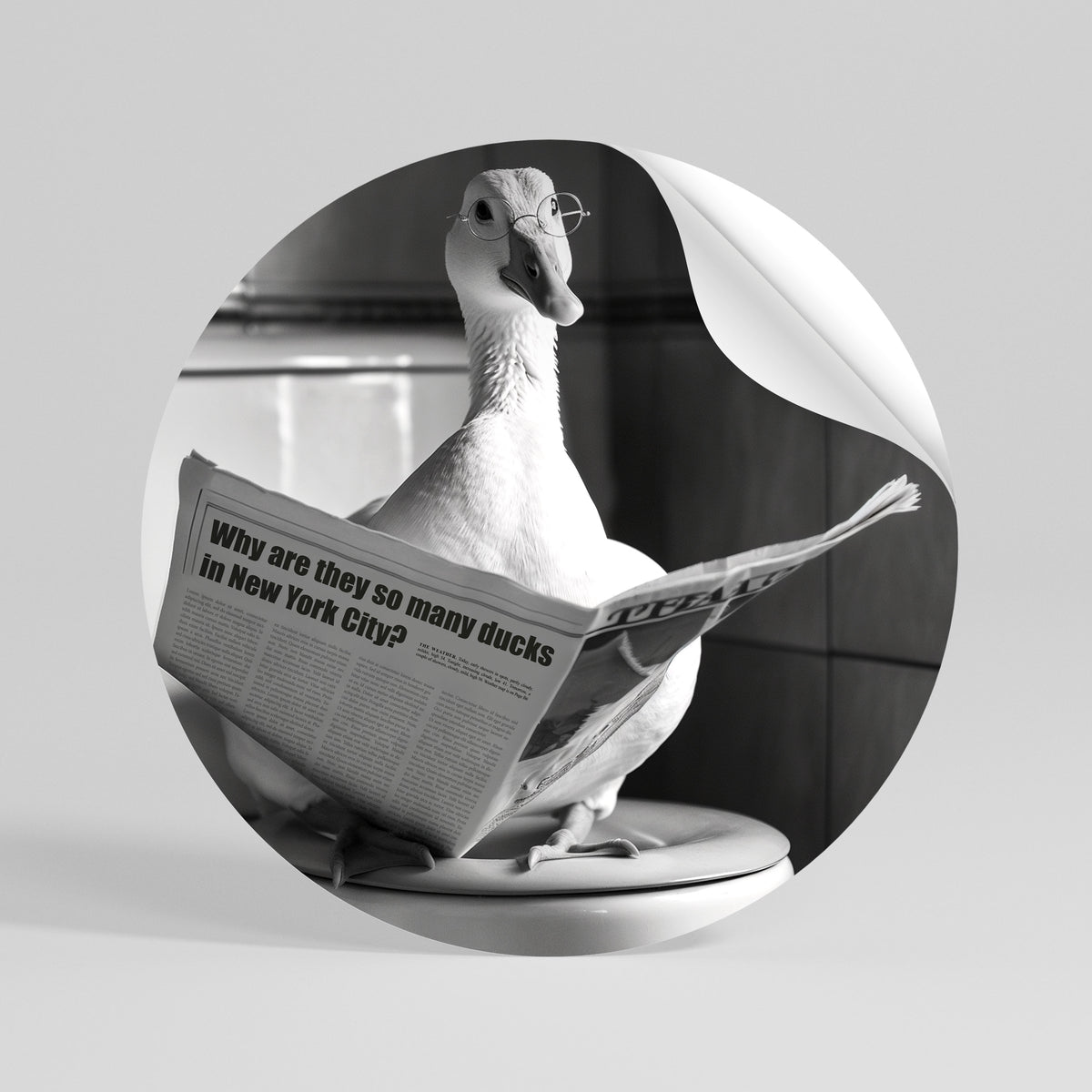 DUCKS IN THE CITY Peel and Stick Round Sticker