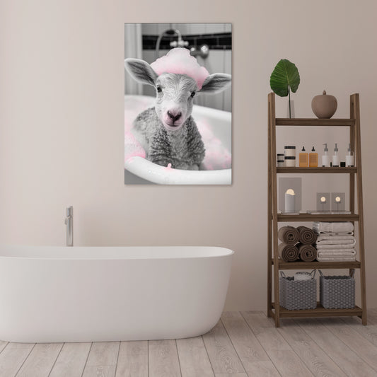 PINK CLOUD BATH TIME Cuadro en lienzo vertical