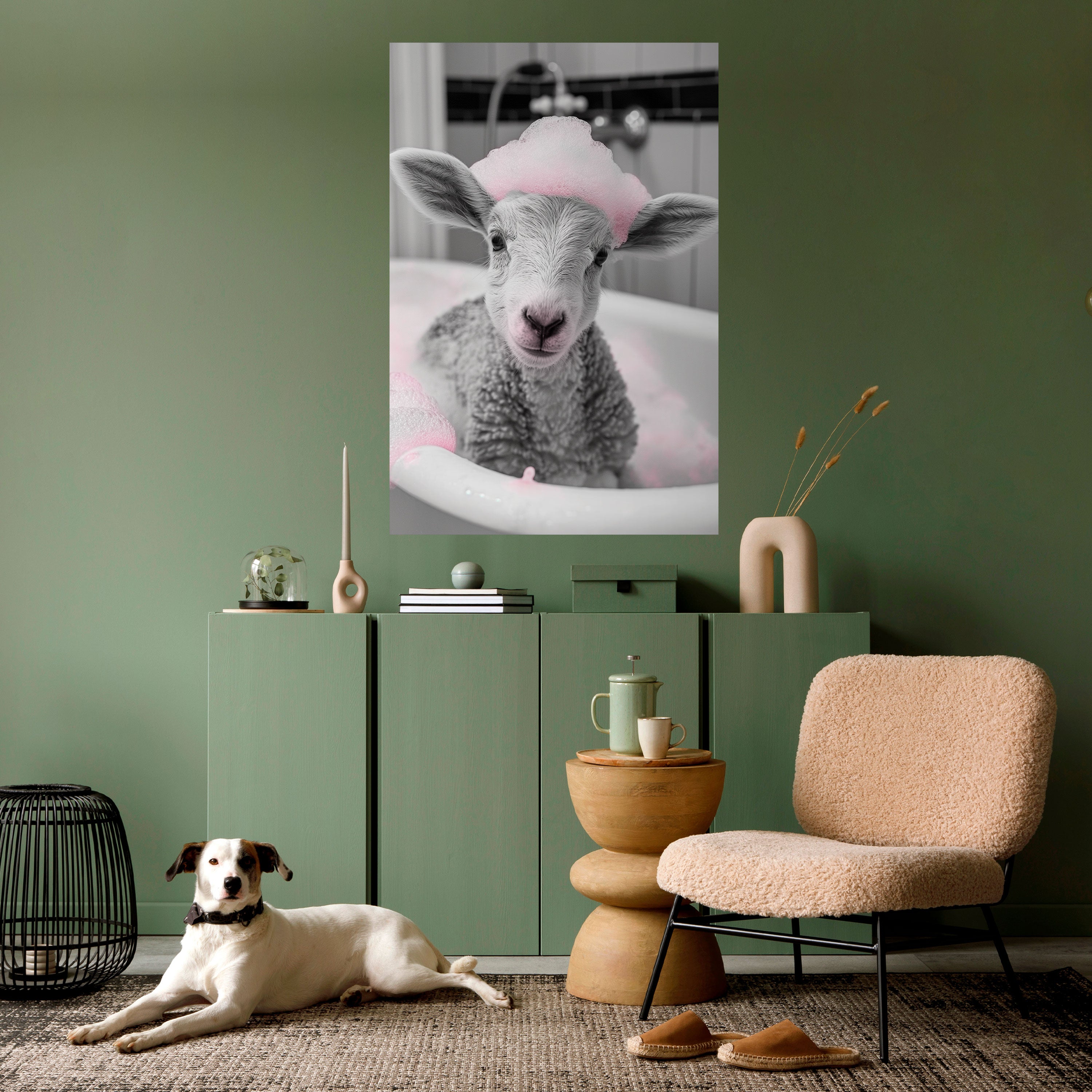 PINK CLOUD BATH TIME Peel and Stick Vertical Poster