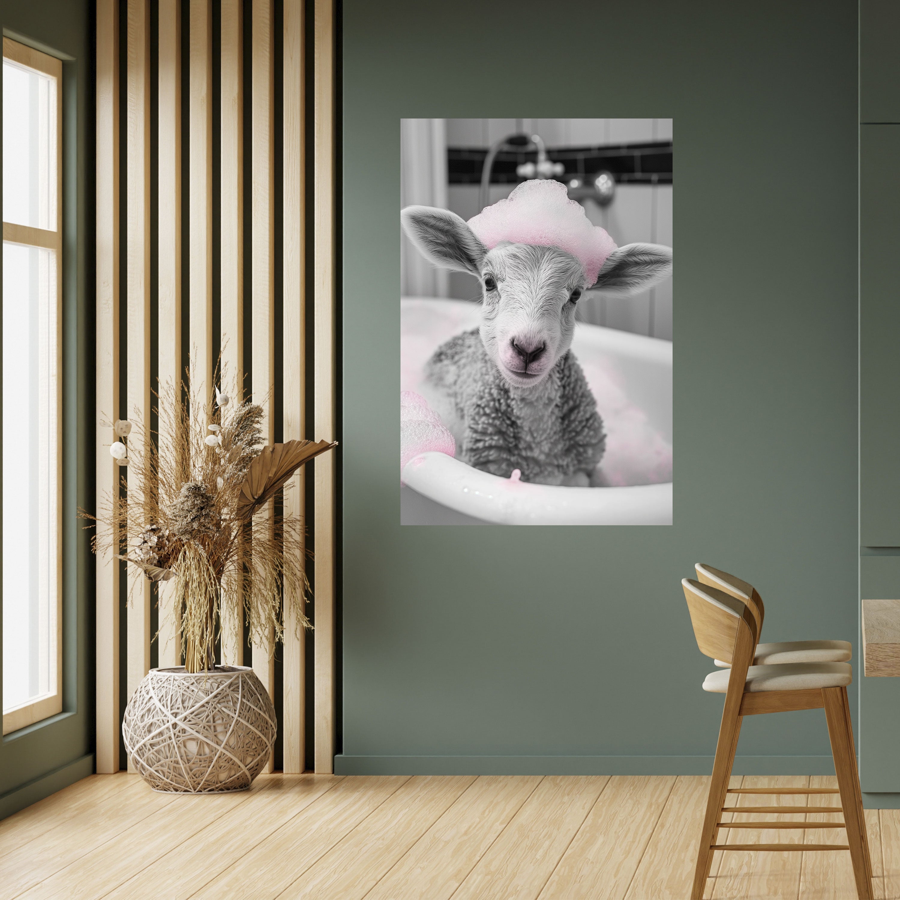 PINK CLOUD BATH TIME Peel and Stick Vertical Poster