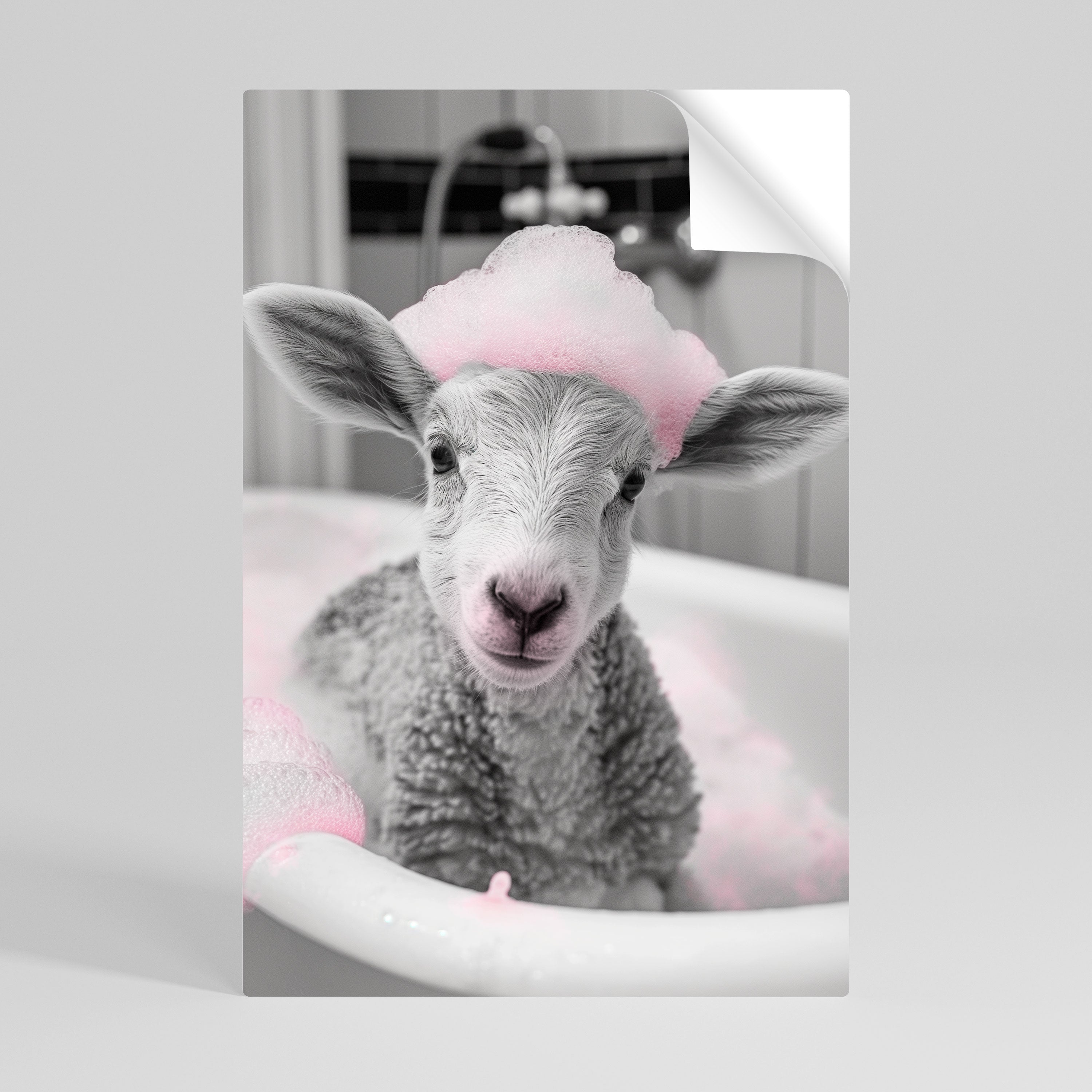 PINK CLOUD BATH TIME Peel and Stick Vertical Poster