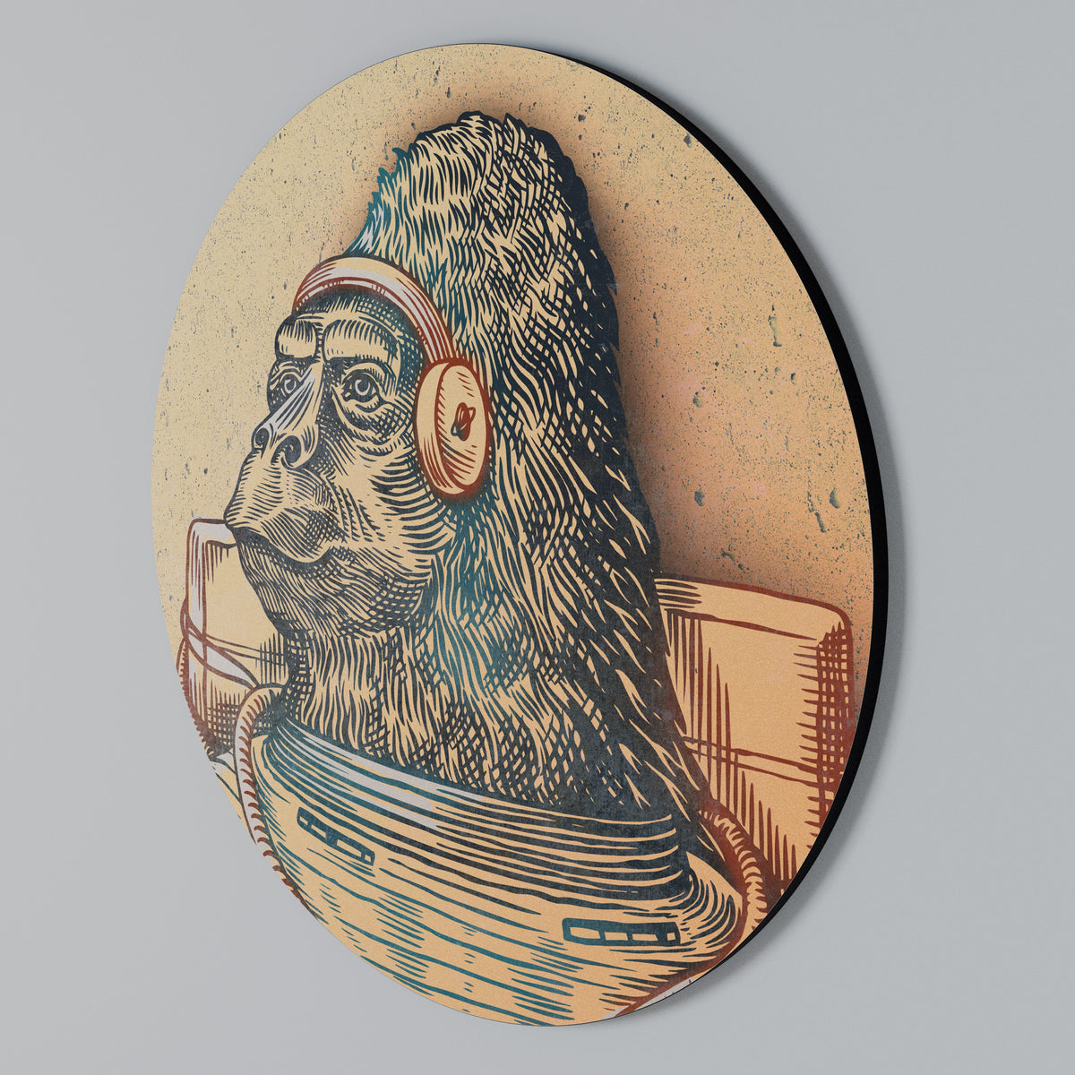 GORILLA GROOVE Arte de pared redondo
