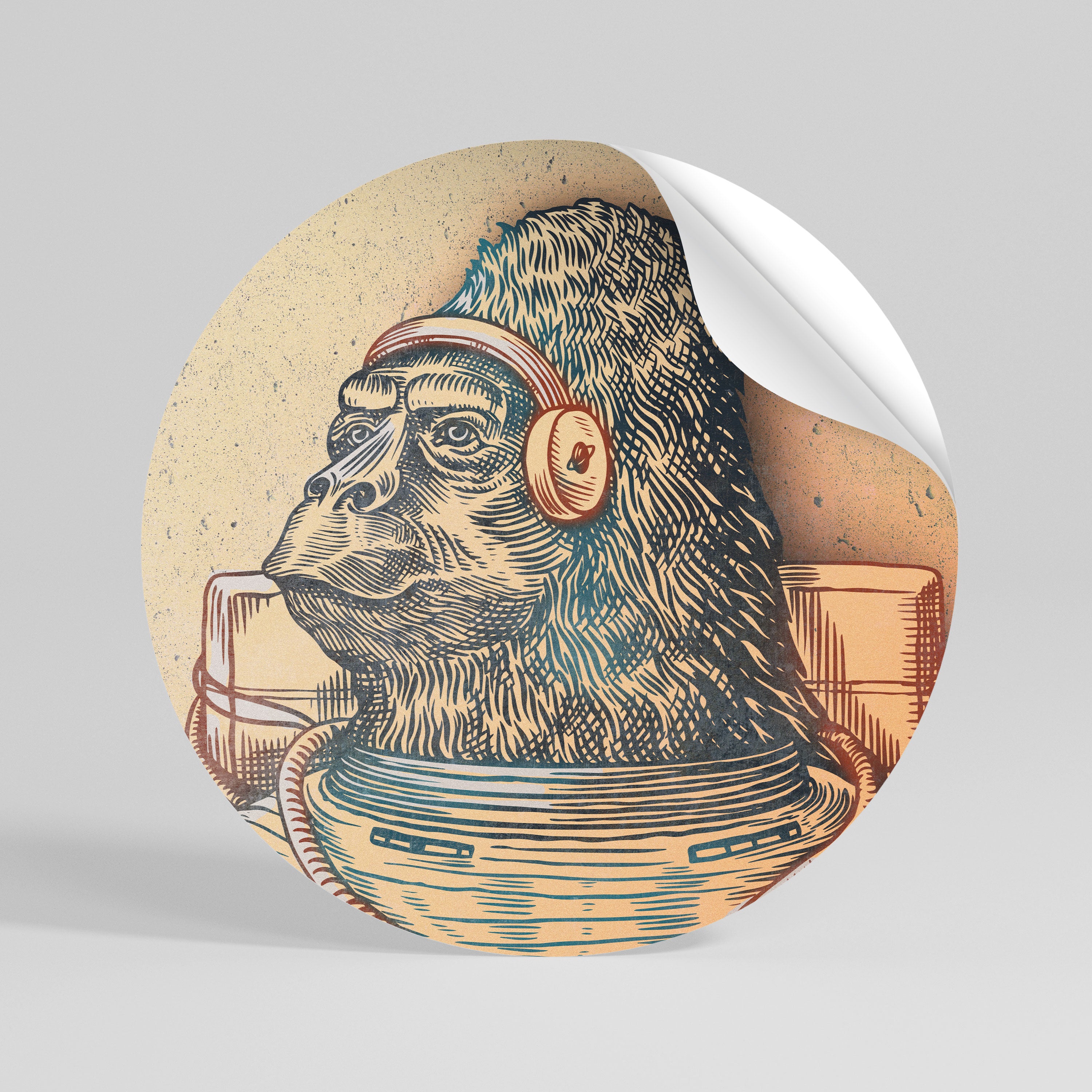 GORILLA GROOVE Peel and Stick Round Sticker