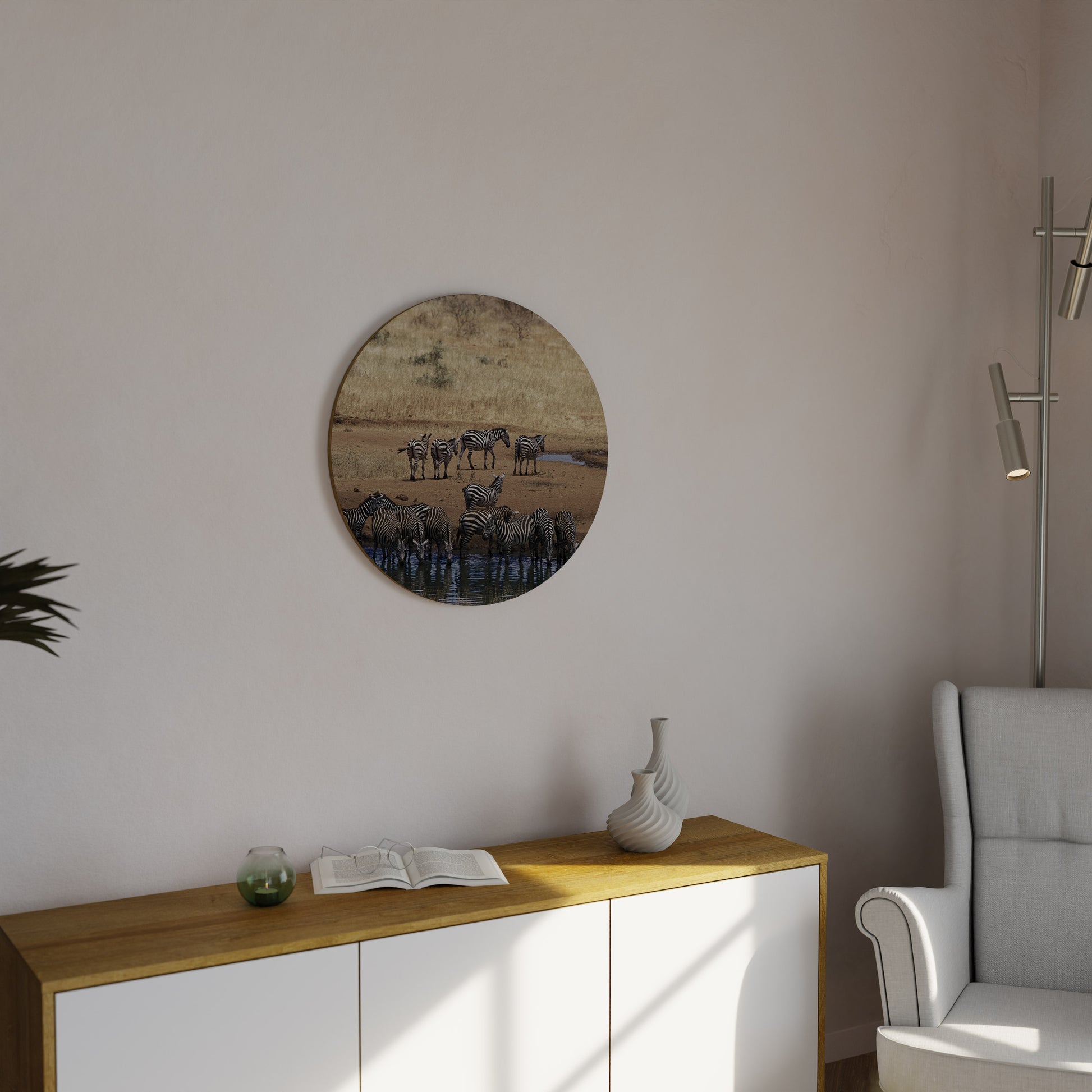 THE ZEBRA HARMONY Round Wall Art