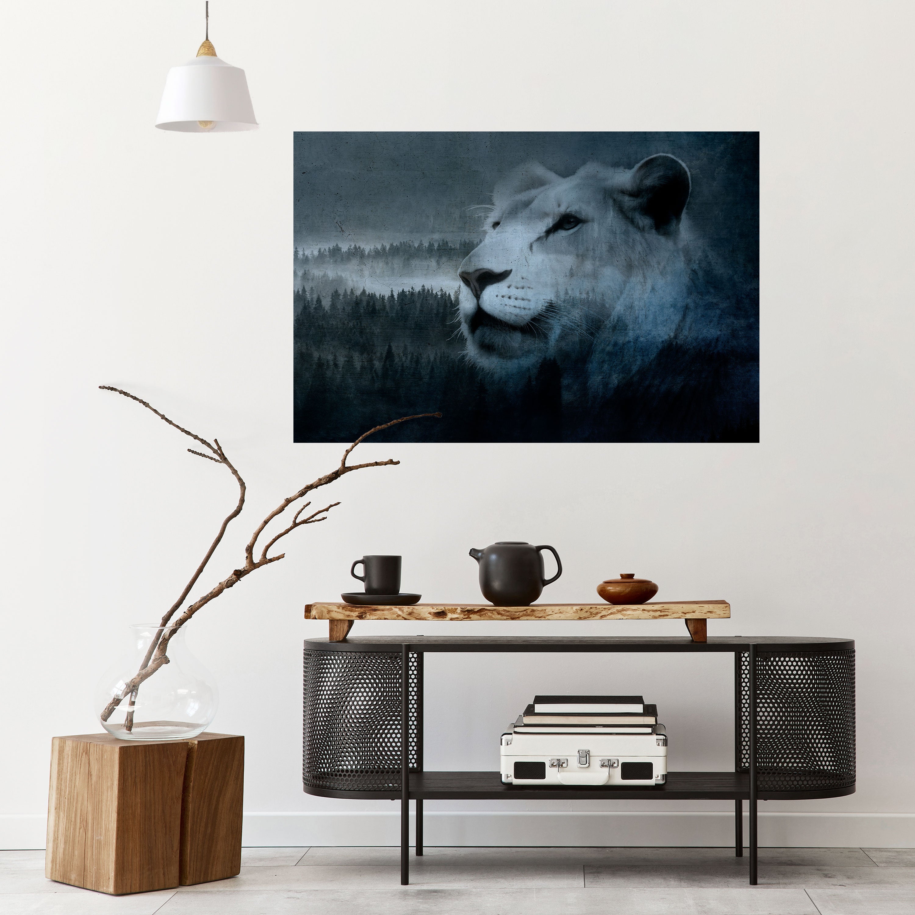 LION'S HARMONY IN BLUE Peel and Stick Horizontal Poster