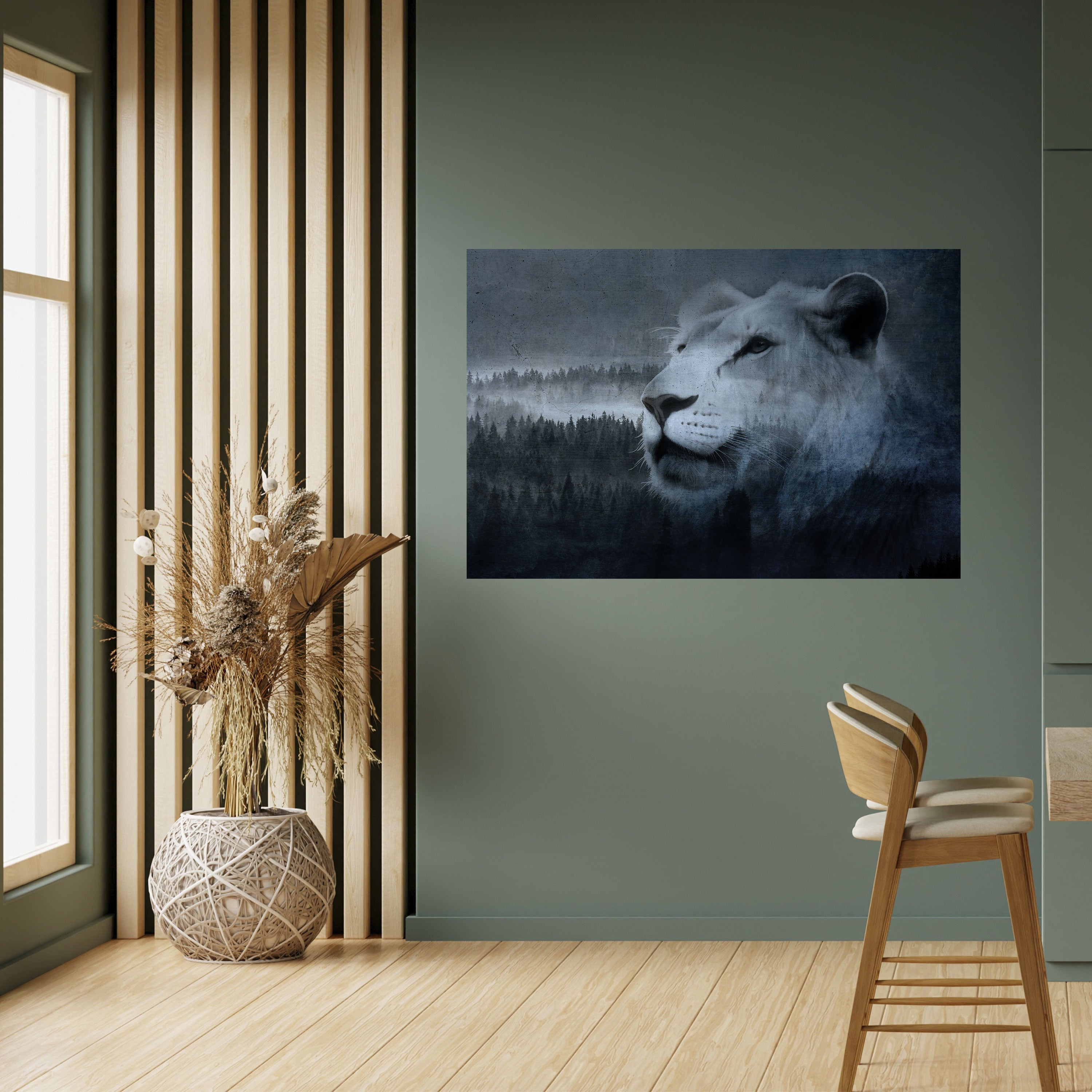 LION'S HARMONY IN BLUE Peel and Stick Horizontal Poster