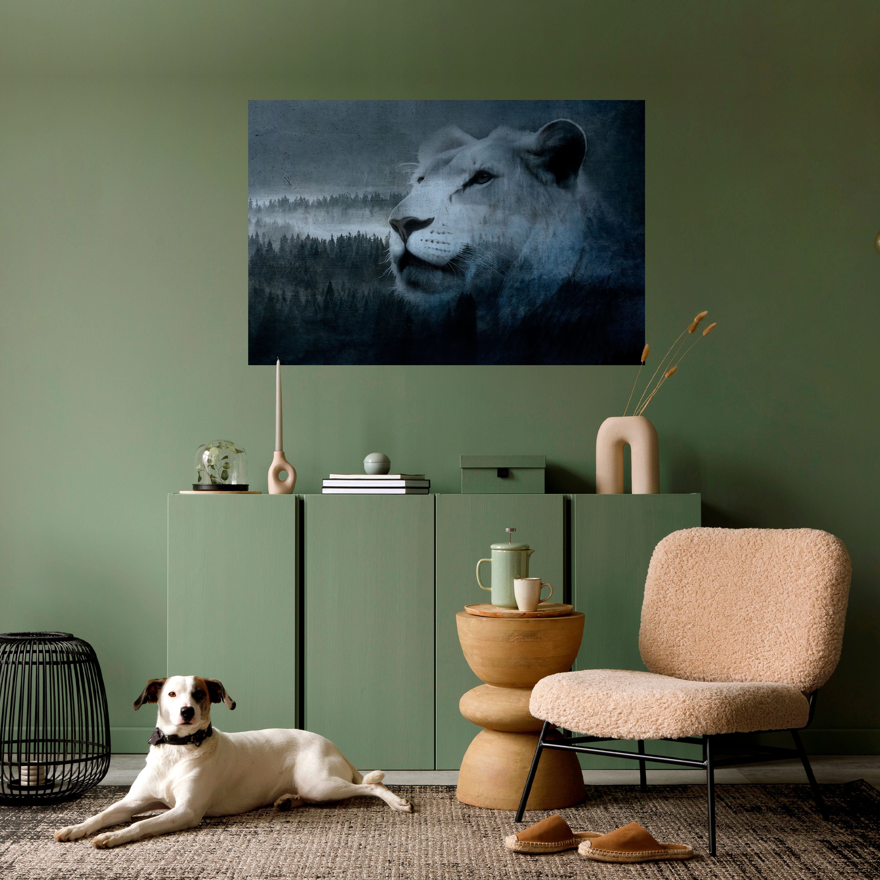 LION'S HARMONY IN BLUE Peel and Stick Horizontal Poster
