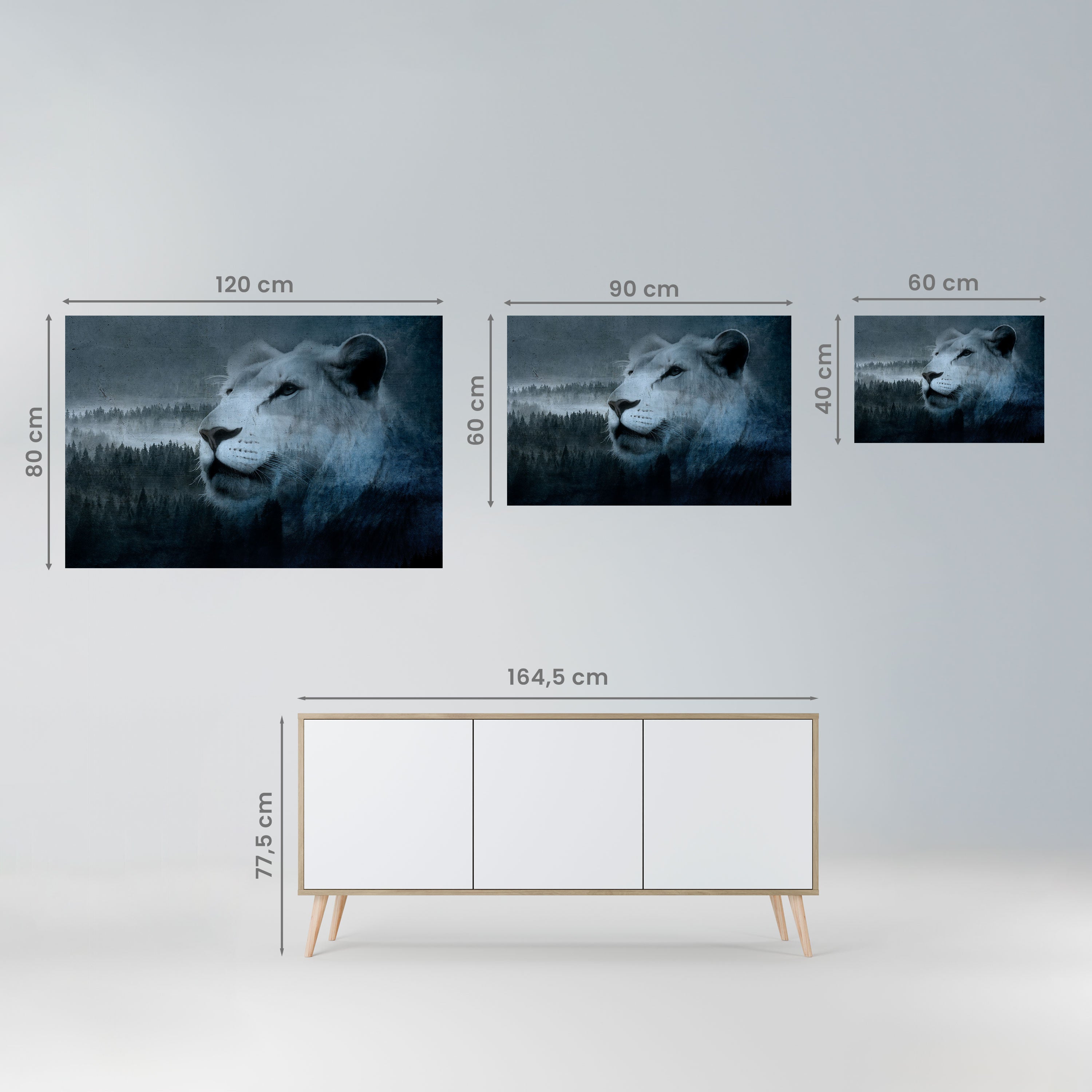 LION'S HARMONY IN BLUE Peel and Stick Horizontal Poster