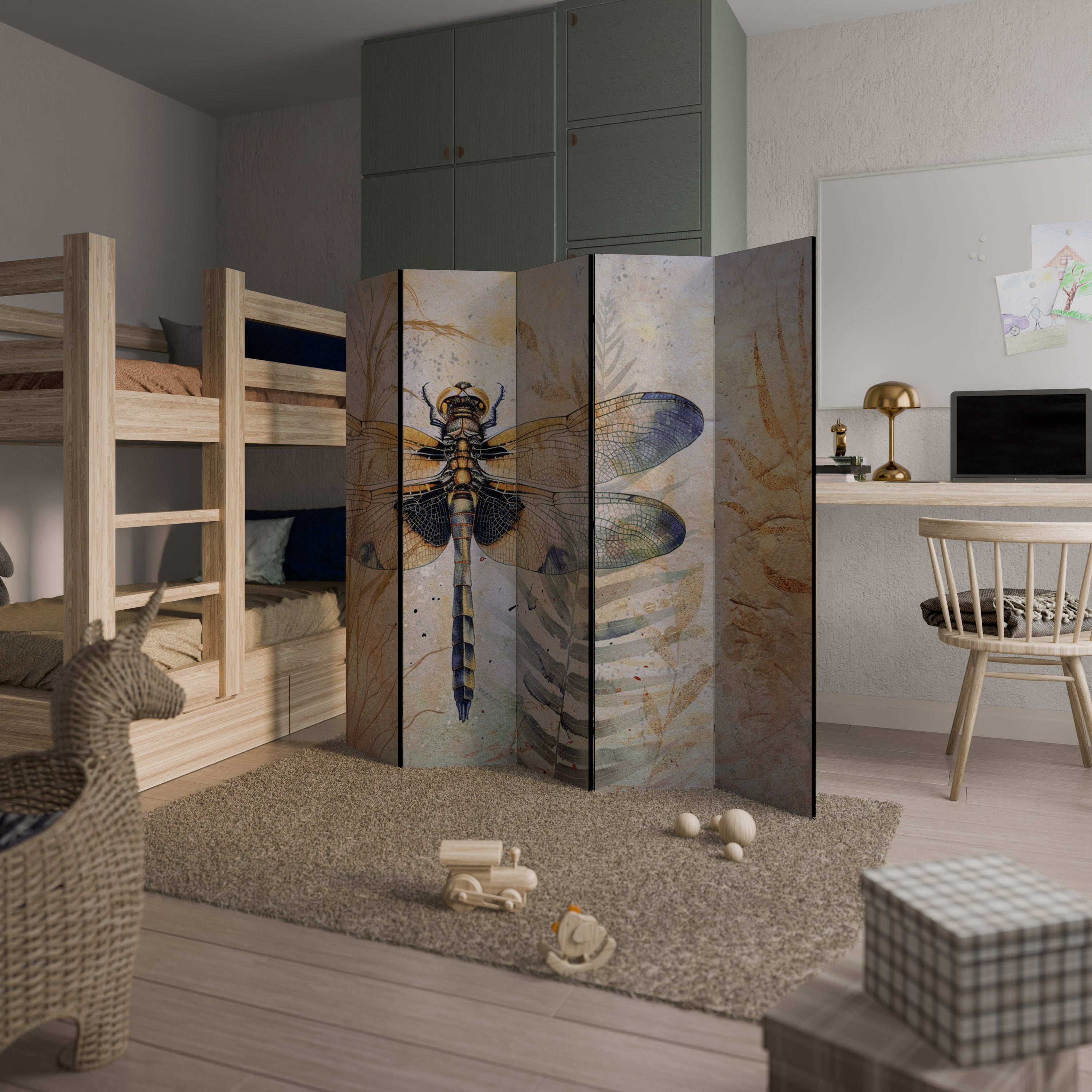 HER HIGHNESS DRAGONFLY Decorative 5-Panel Room Divider