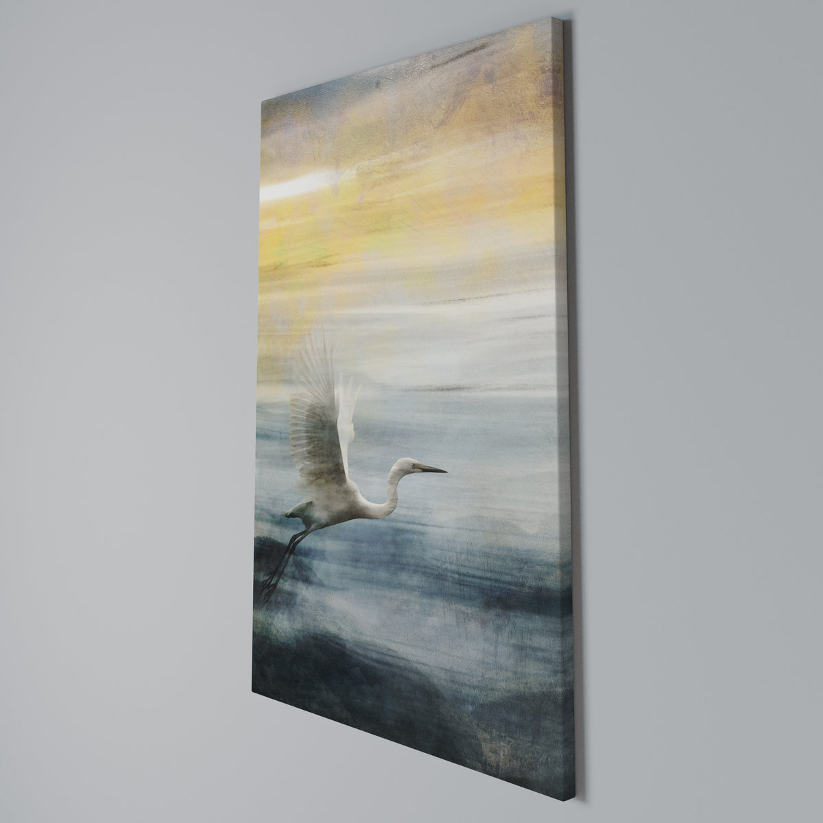 HERON IN FLY Cuadro en lienzo vertical