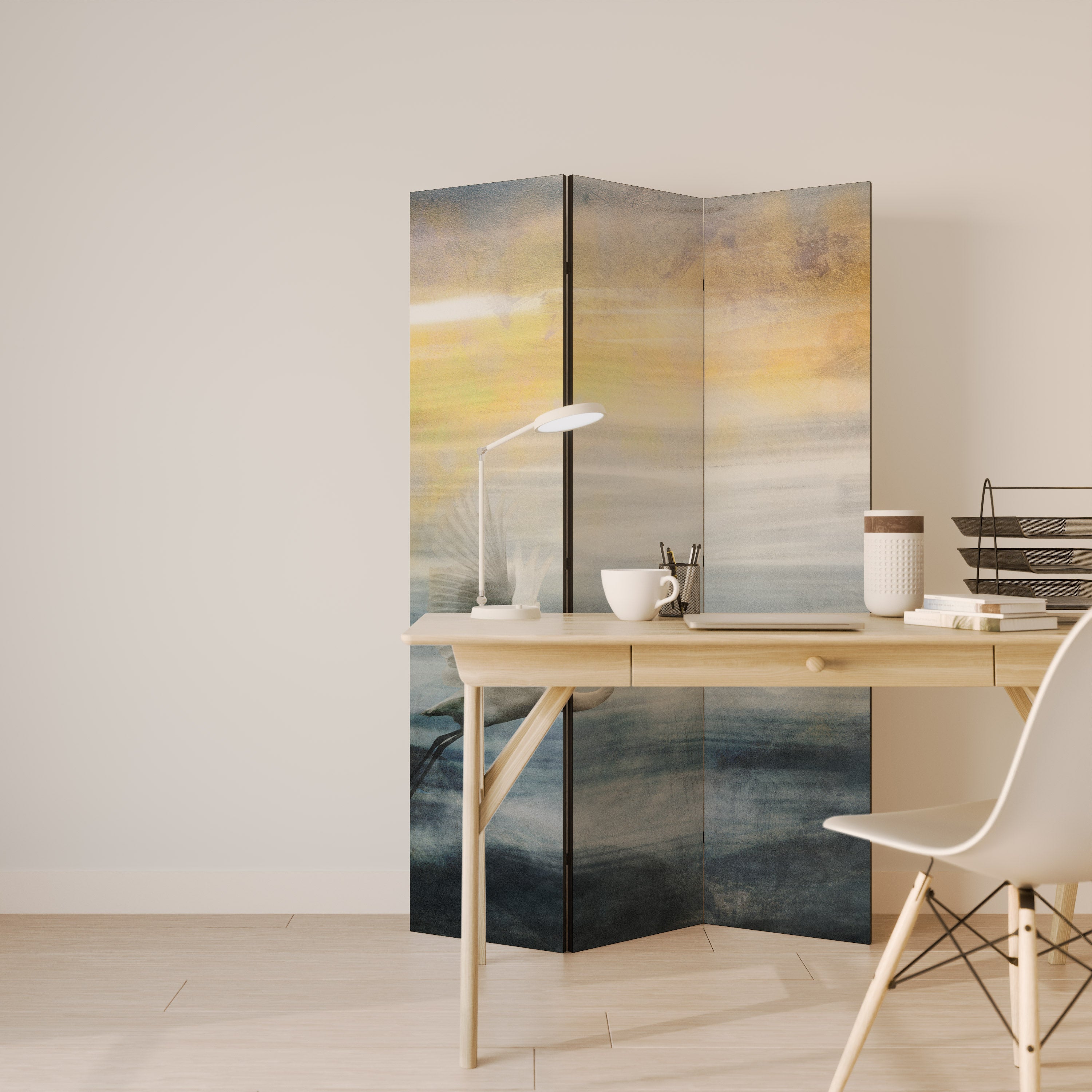 HERON IN FLY Decorative 3-Panel Room Divider