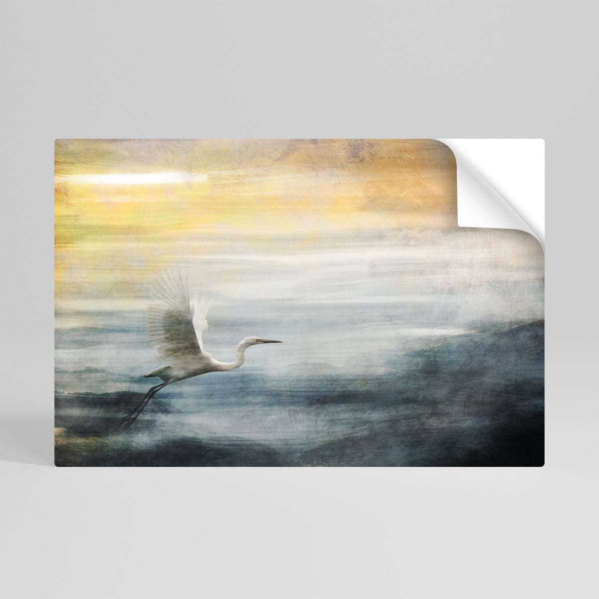 HERON IN FLY Póster adhesivo horizontal
