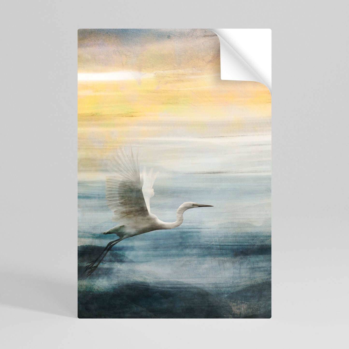 HERON IN FLY Póster adhesivo vertical