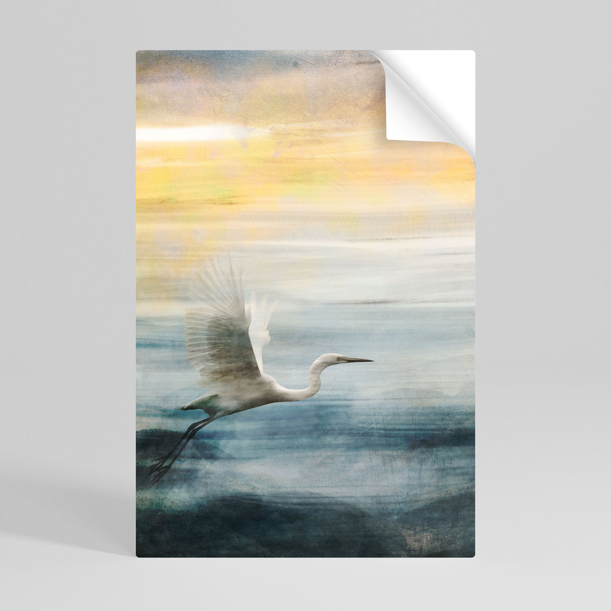 HERON IN FLY Póster adhesivo vertical