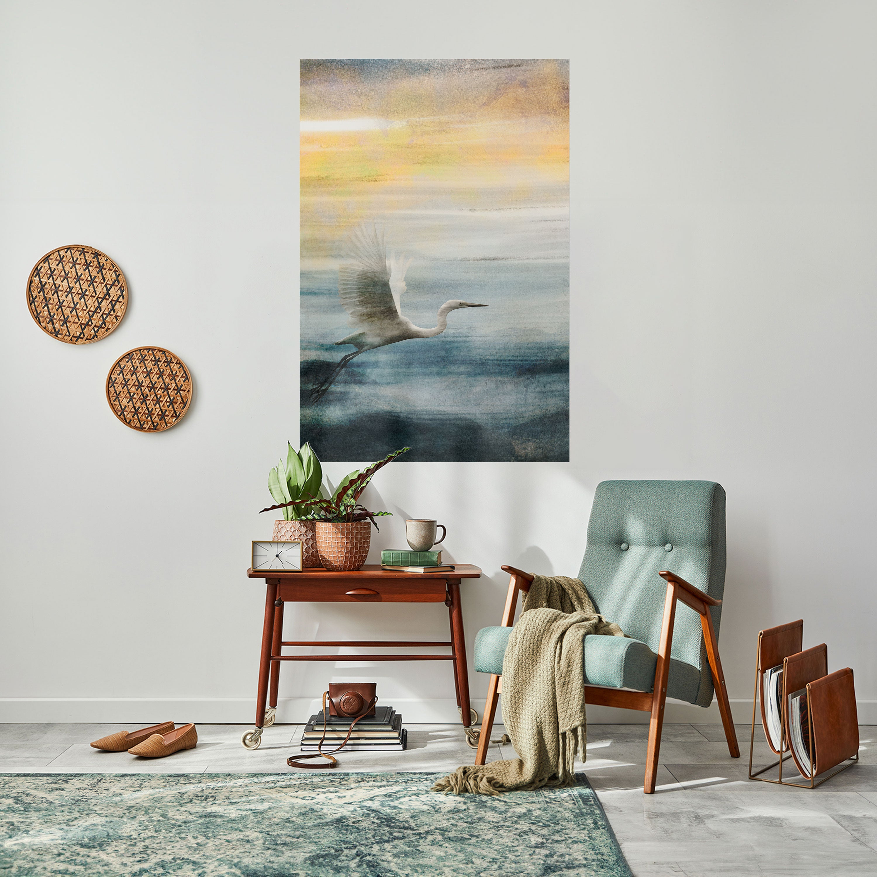 HERON IN FLY Peel and Stick Vertical Poster