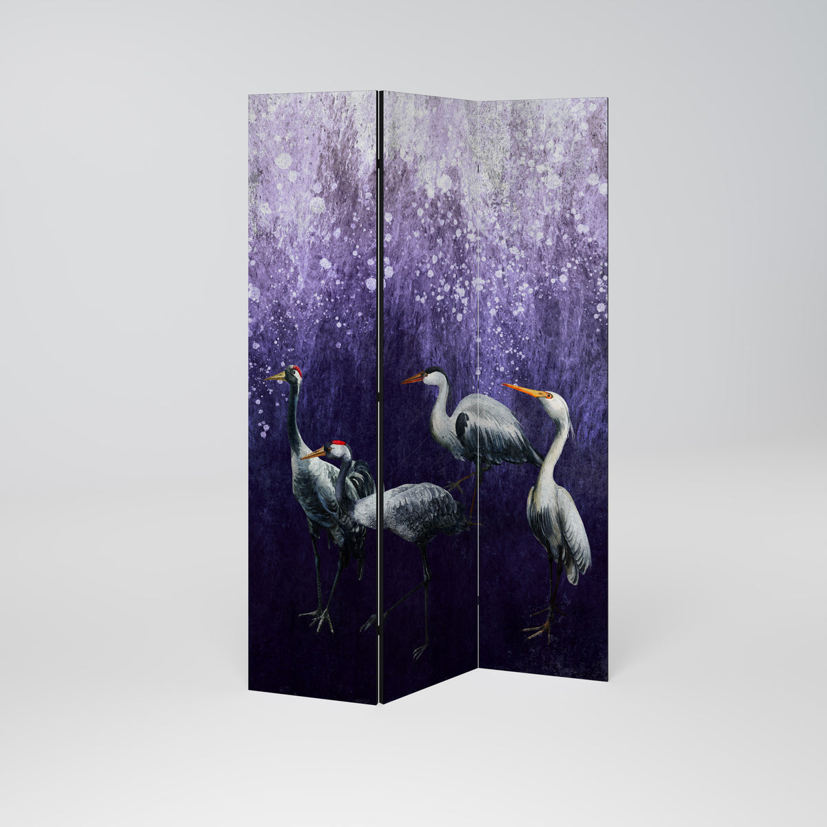 MYSTICAL CRANE GATHERING Biombo de 3 paneles