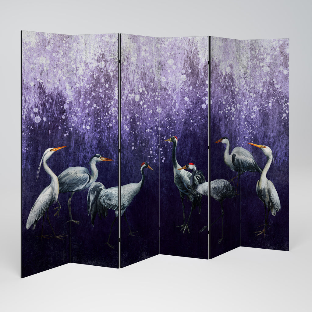 MYSTICAL CRANE GATHERING Biombo de 6 paneles