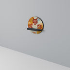 MYSTICAL DRAGON Round Art Shelf In Black Finish