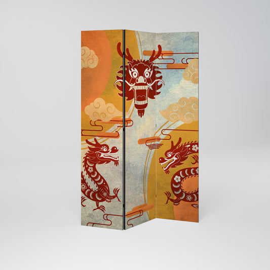 MYSTICAL DRAGON Biombo de 3 paneles