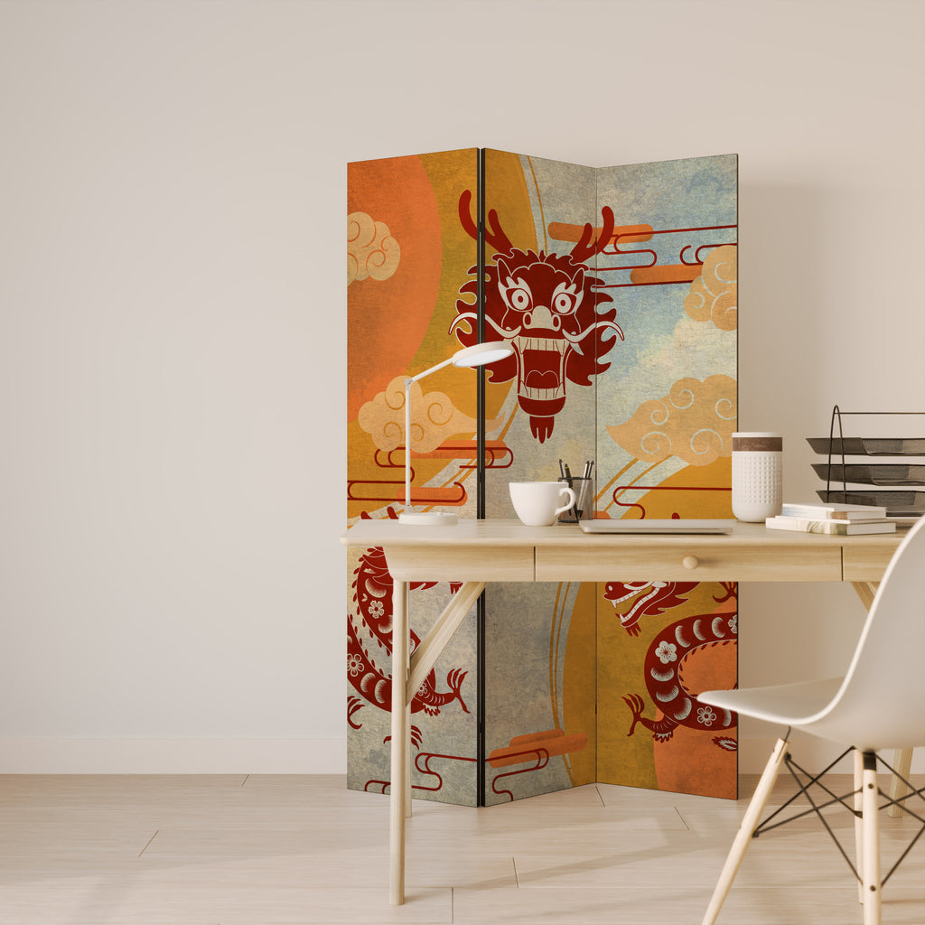 MYSTICAL DRAGON Decorative 3-Panel Room Divider