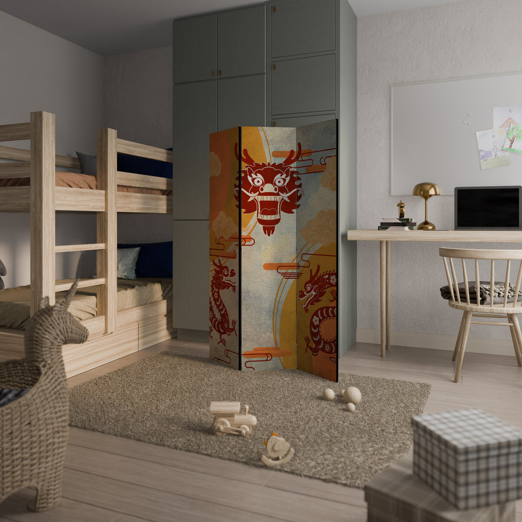 MYSTICAL DRAGON Biombo de 3 paneles