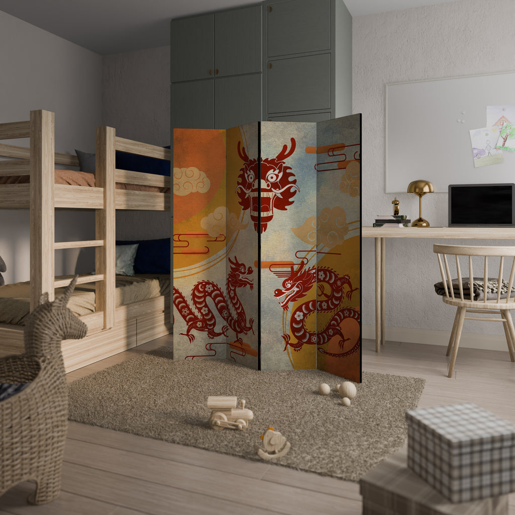 MYSTICAL DRAGON Decorative 4-Panel Room Divider