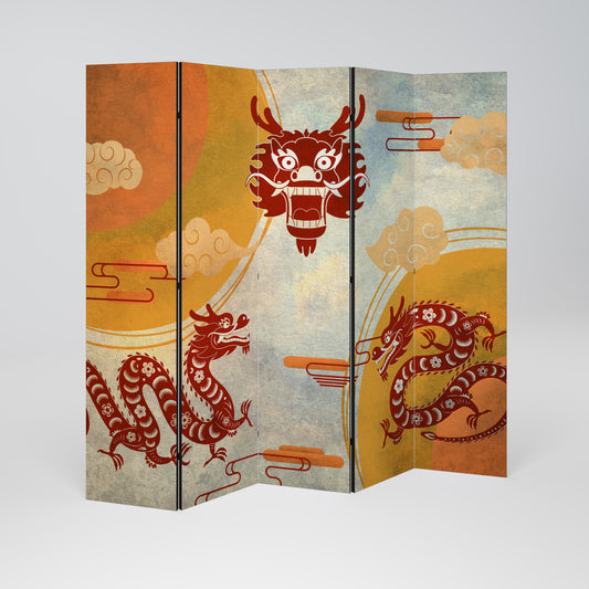 MYSTICAL DRAGON Biombo de 5 paneles