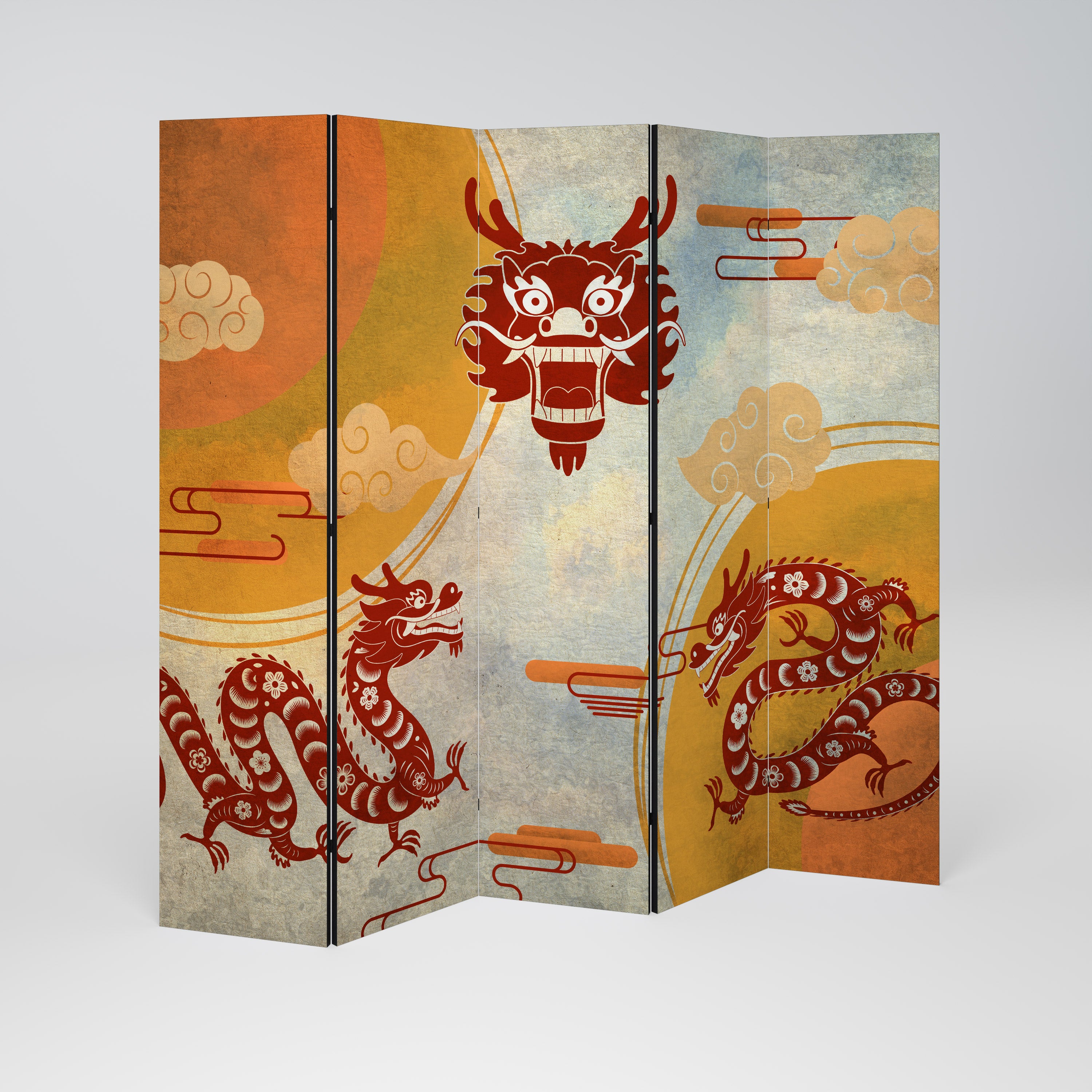 MYSTICAL DRAGON Decorative 5-Panel Room Divider