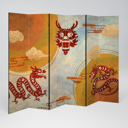 MYSTICAL DRAGON Biombo de 6 paneles