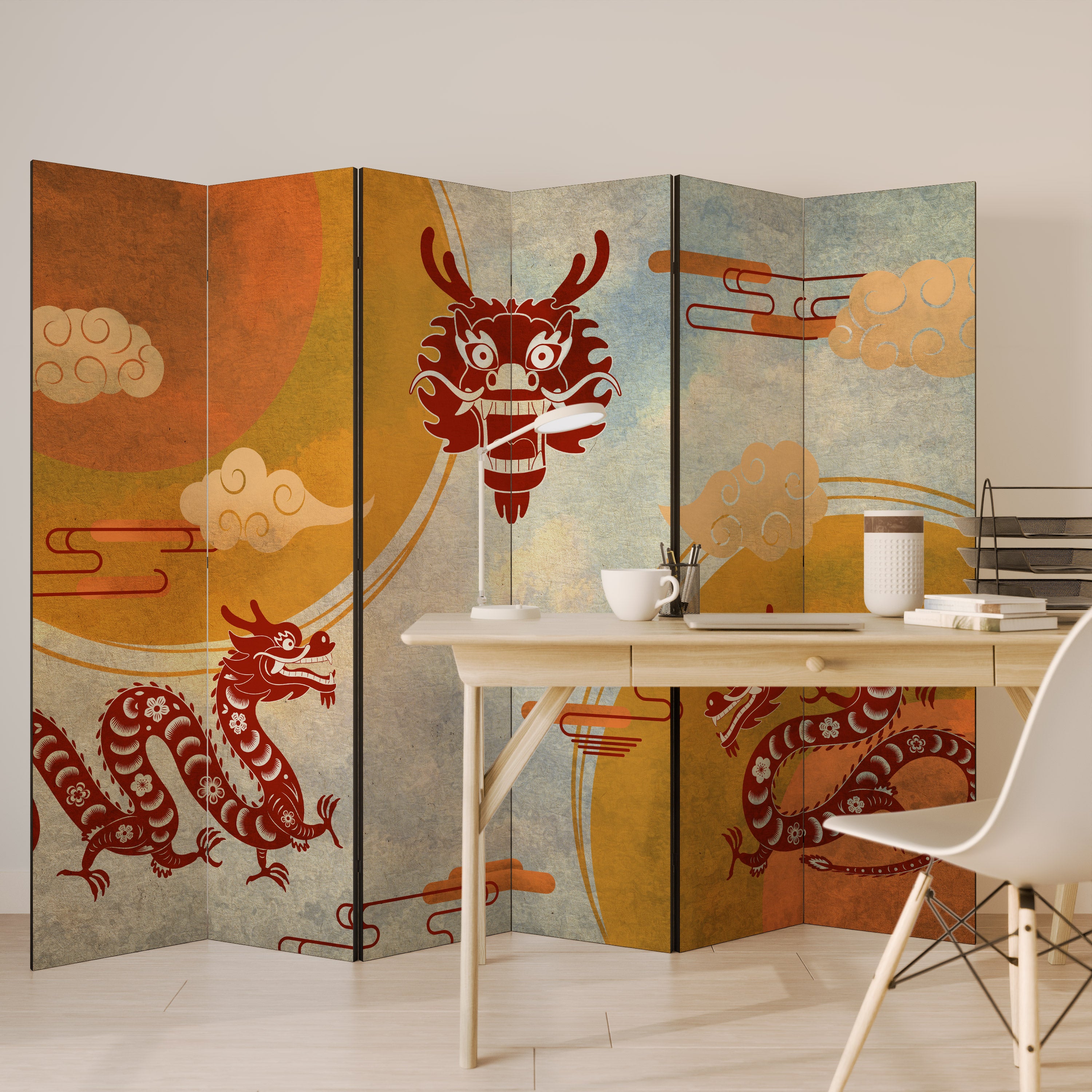 MYSTICAL DRAGON Decorative 6-Panel Room Divider