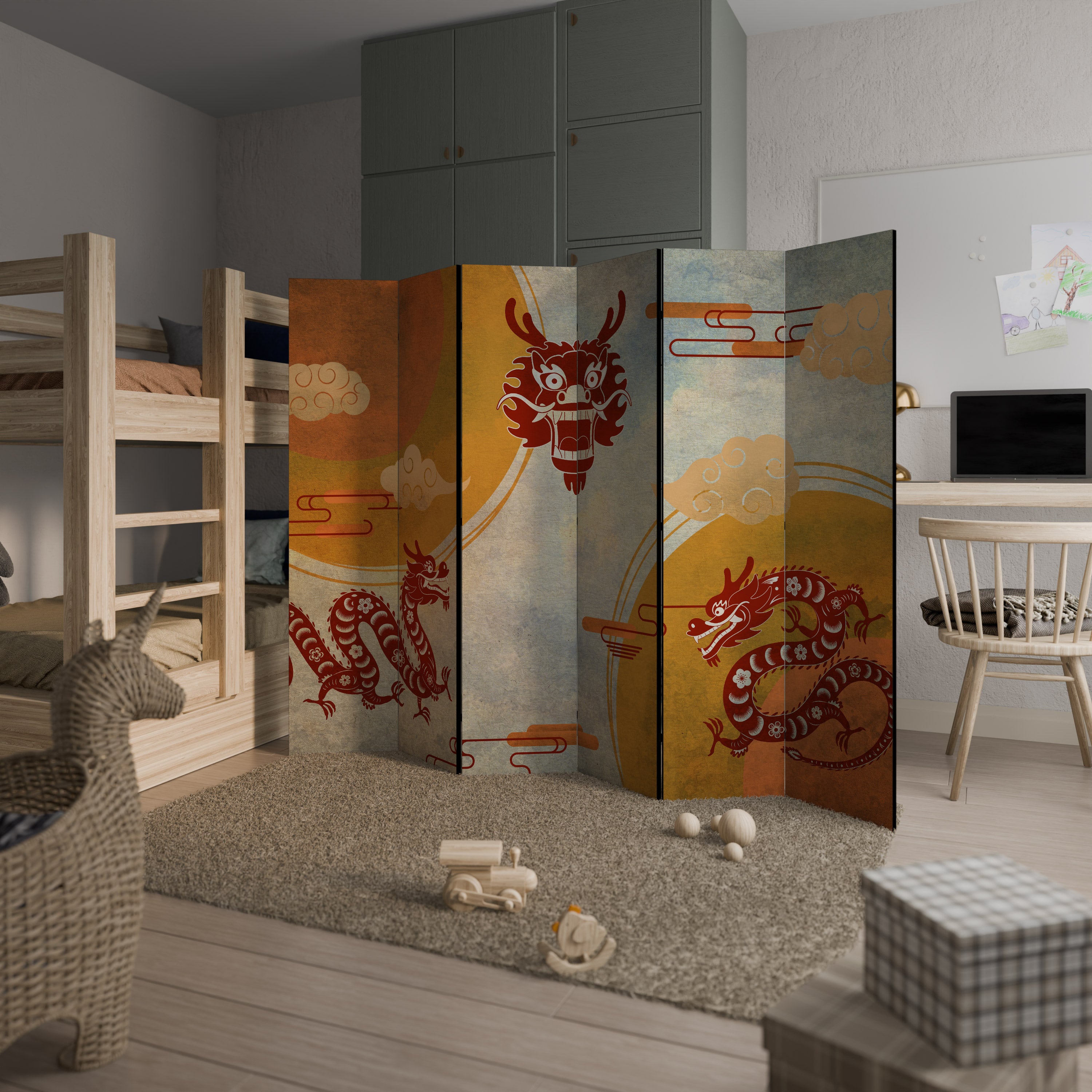MYSTICAL DRAGON Decorative 6-Panel Room Divider