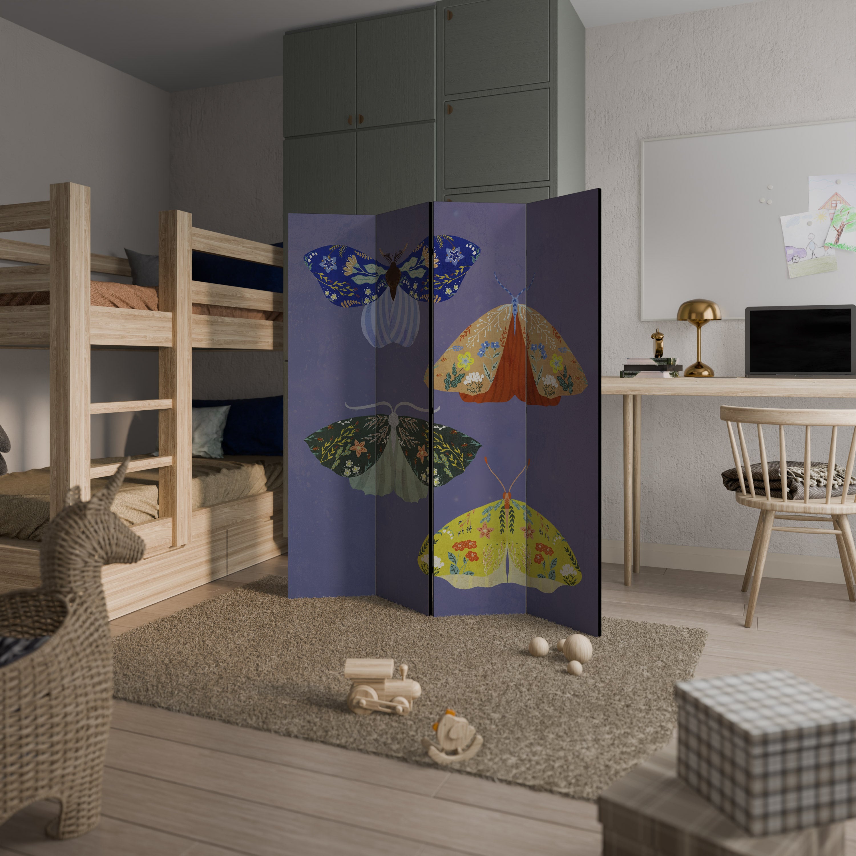 MOTH INTO THE FLAME Biombo de 4 paneles