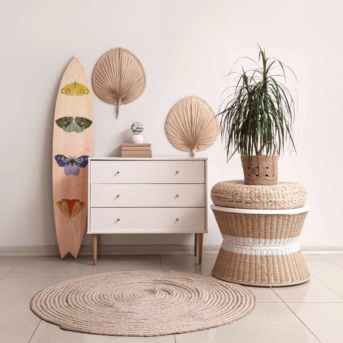 MOTH INTO THE LIGHT Panel decorativo de tabla de surf