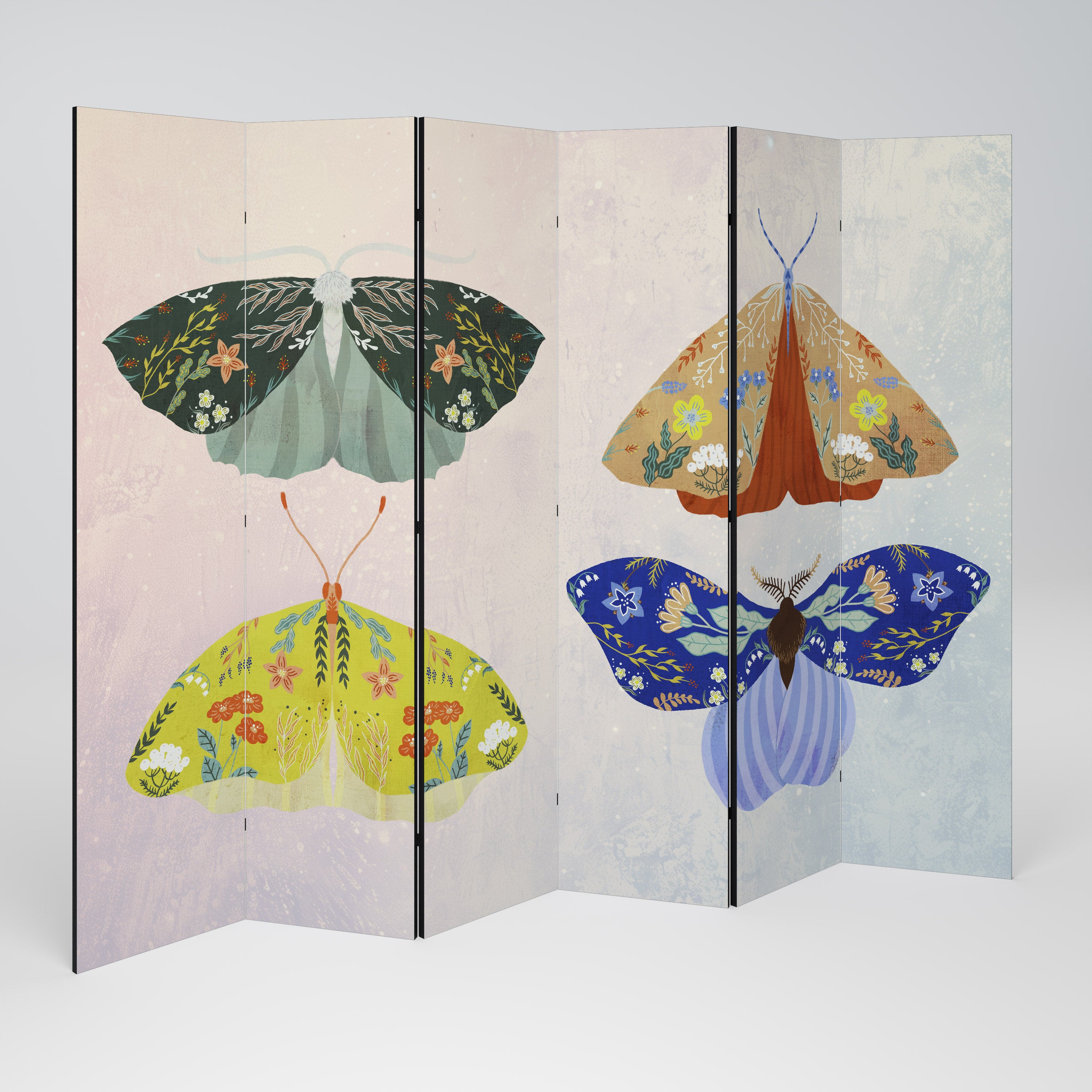 MOTH INTO THE LIGHT 6-Panel Room Divider